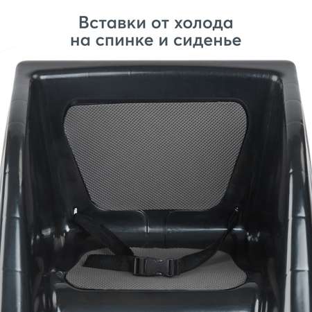 Санки Happy Baby Черный со спинкой, буксировочный трос без сматывателя