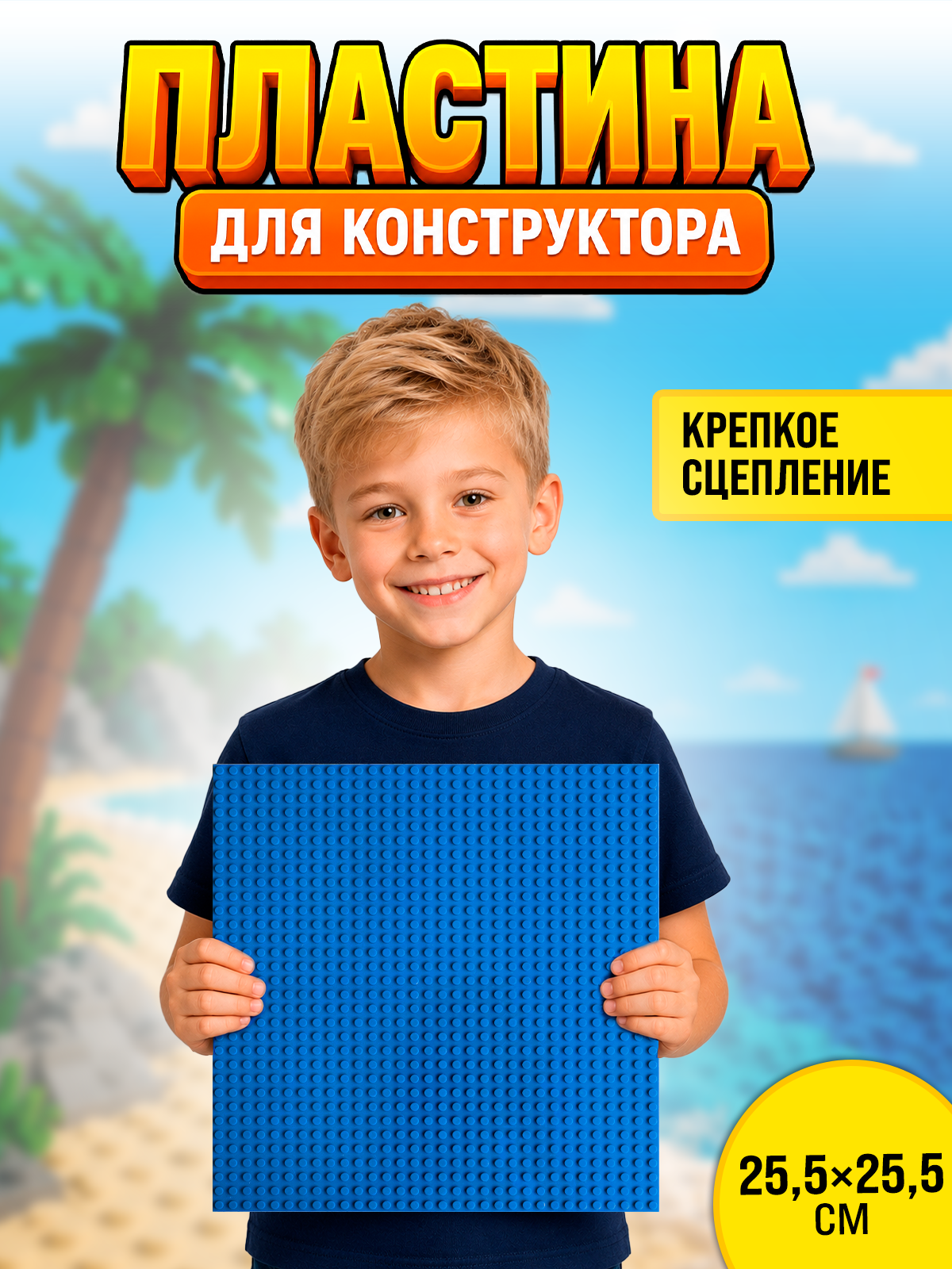 Конструктор QBRIX Пластина синяя 25,5×25,5 см 1 дет. - фото 1