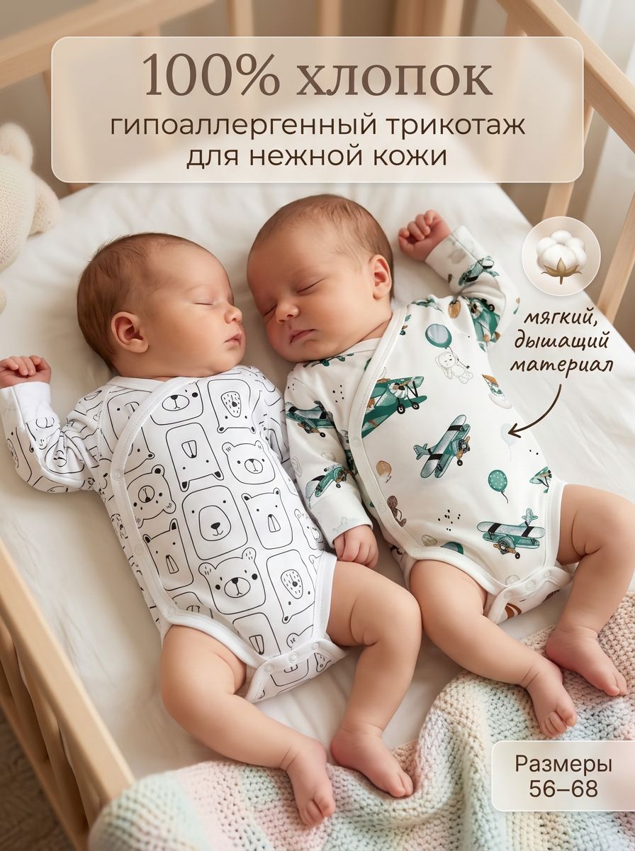 Боди 2 шт Milkymania 120мишкидельтапланкороткийрукав - фото 2
