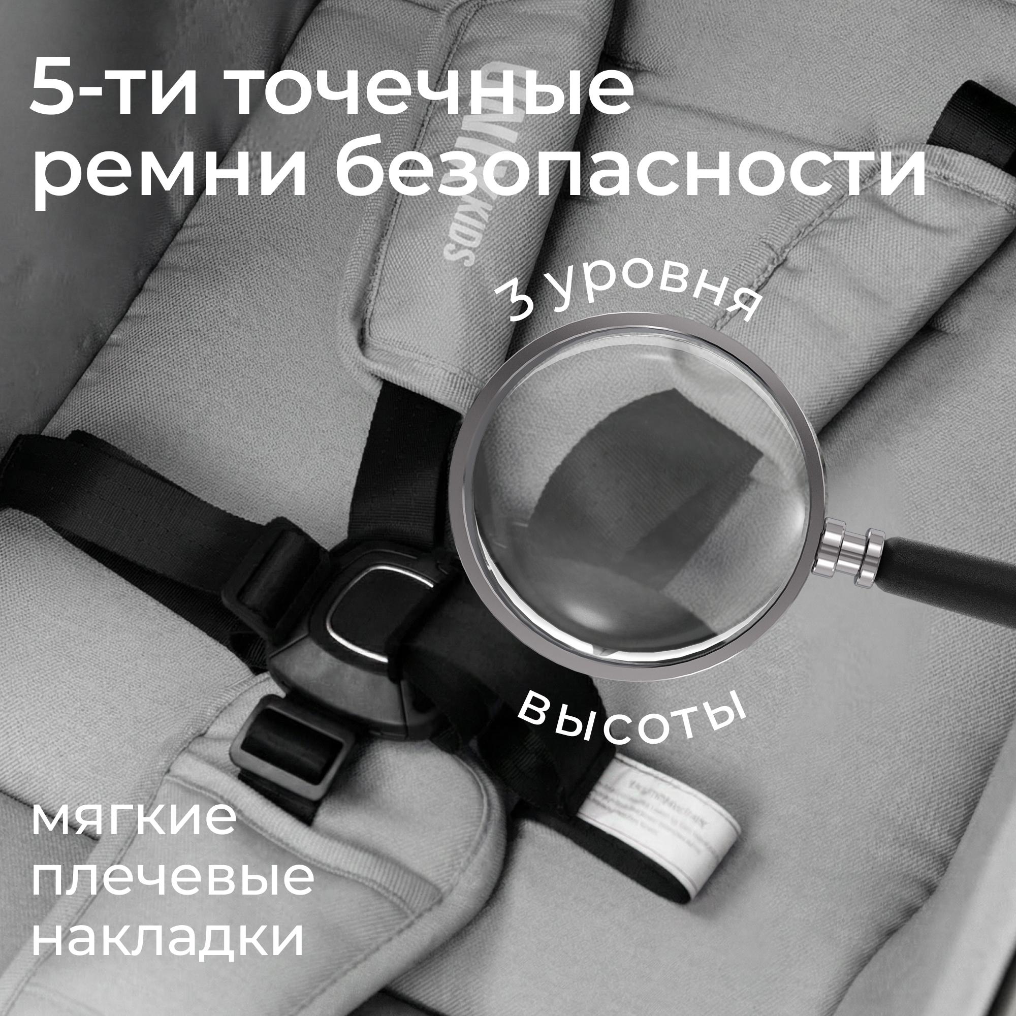 Коляска прогулочная UNIX Kids Vento с нагрузкой до 22 кг серый - фото 8