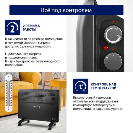 Обогреватель конвектор электрический STINGRAY ST-CH1022A черный жемчуг
