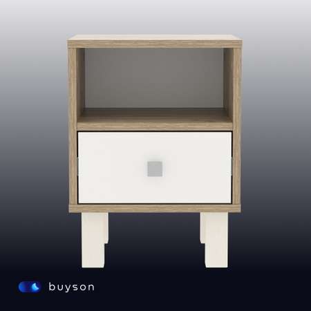 Прикроватная тумба buyson BuyDream с ящиком, 35х35х47 см Дуб крафт серый/белый