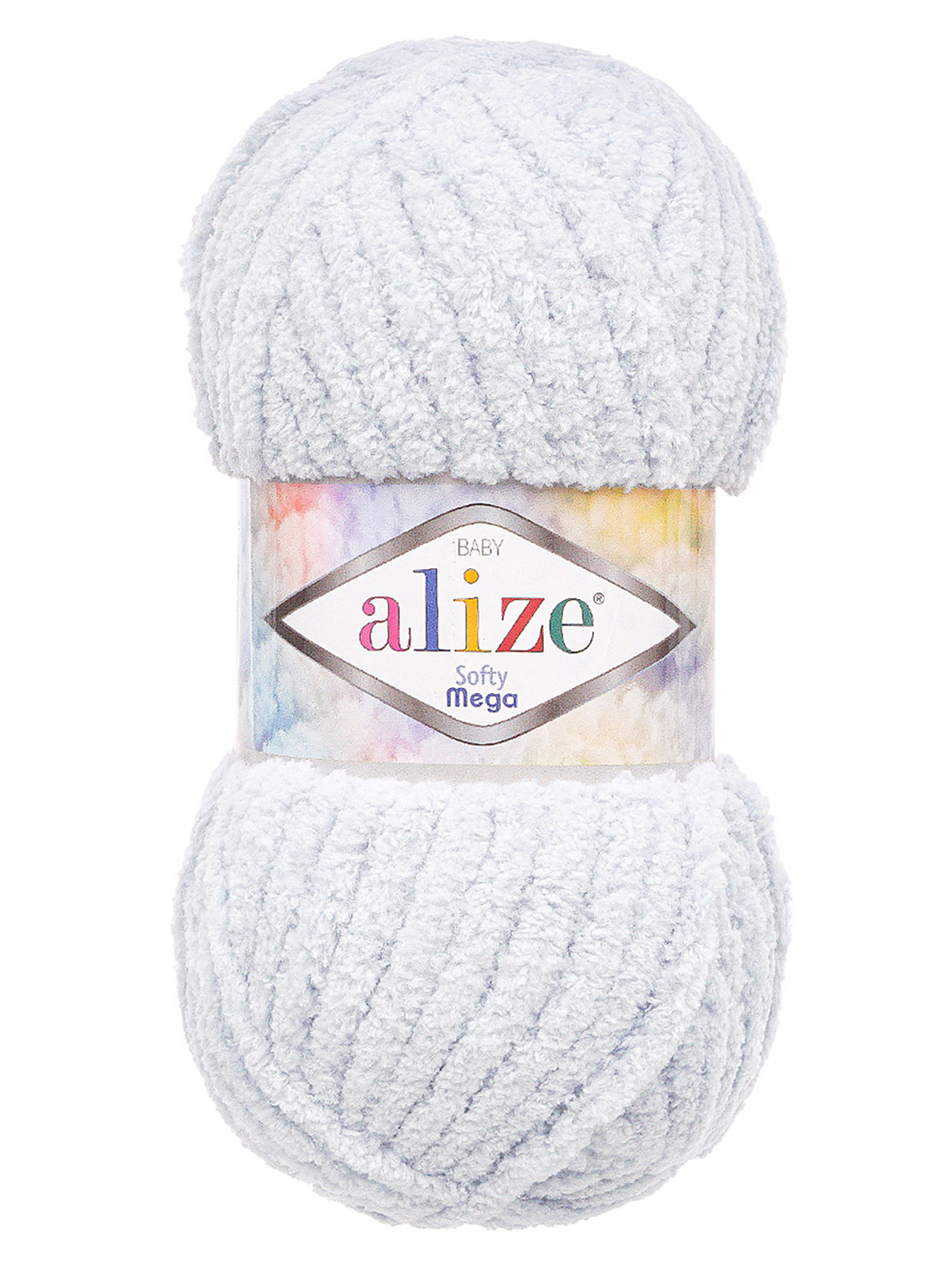 Пряжа для вязания Alize softy mega 100 гр 70 м микрополиэстер мягкая 416 светло-серый 5 мотков - фото 4