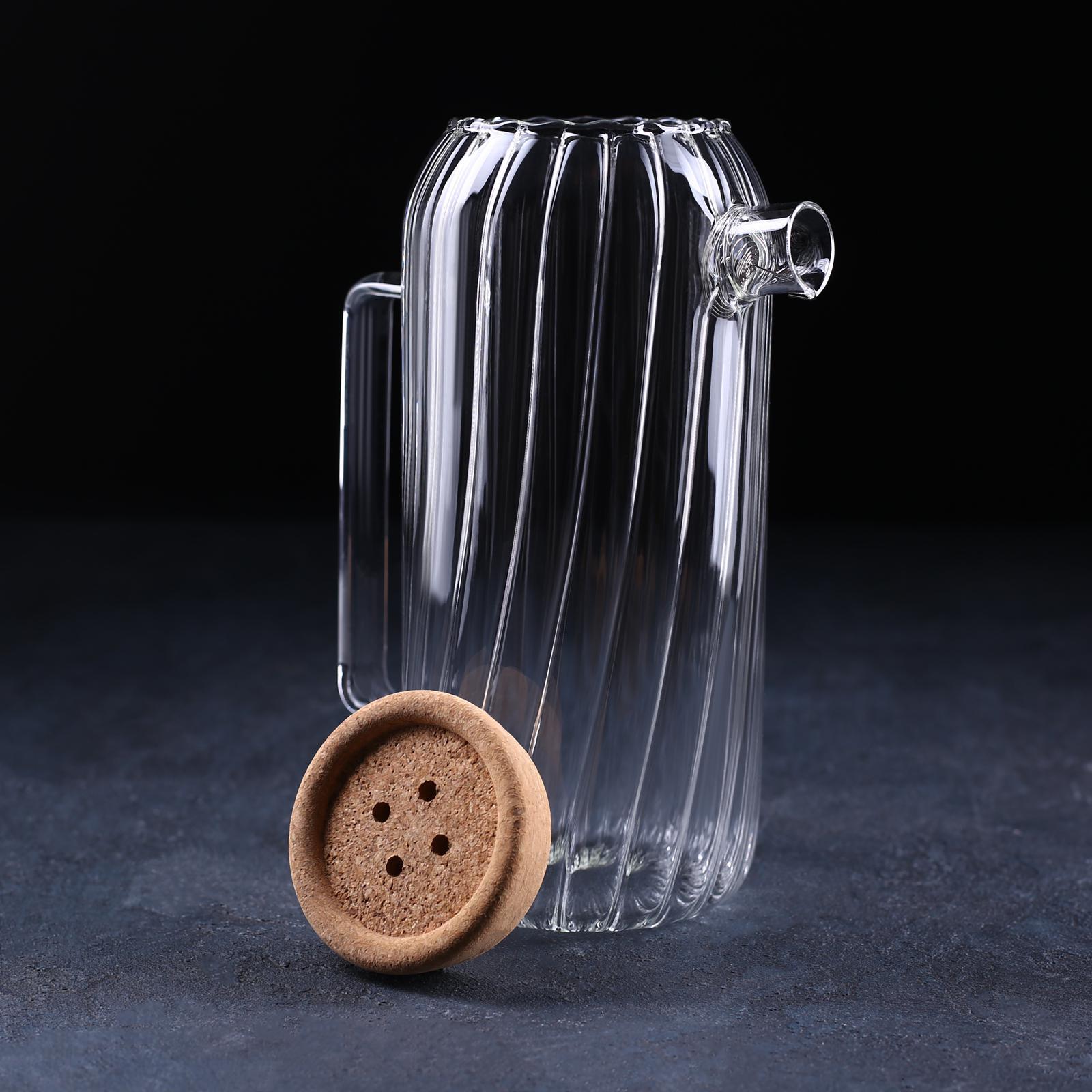 Кувшин стеклянный с пробковой крышкой Sima-Land «Эко», 1,6 л, 18×11×25 см - фото 4