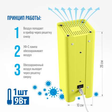 Рециркулятор воздуха РЭМО ультрафиолетовый бактерицидный RUV- 1001 Kids Yellow