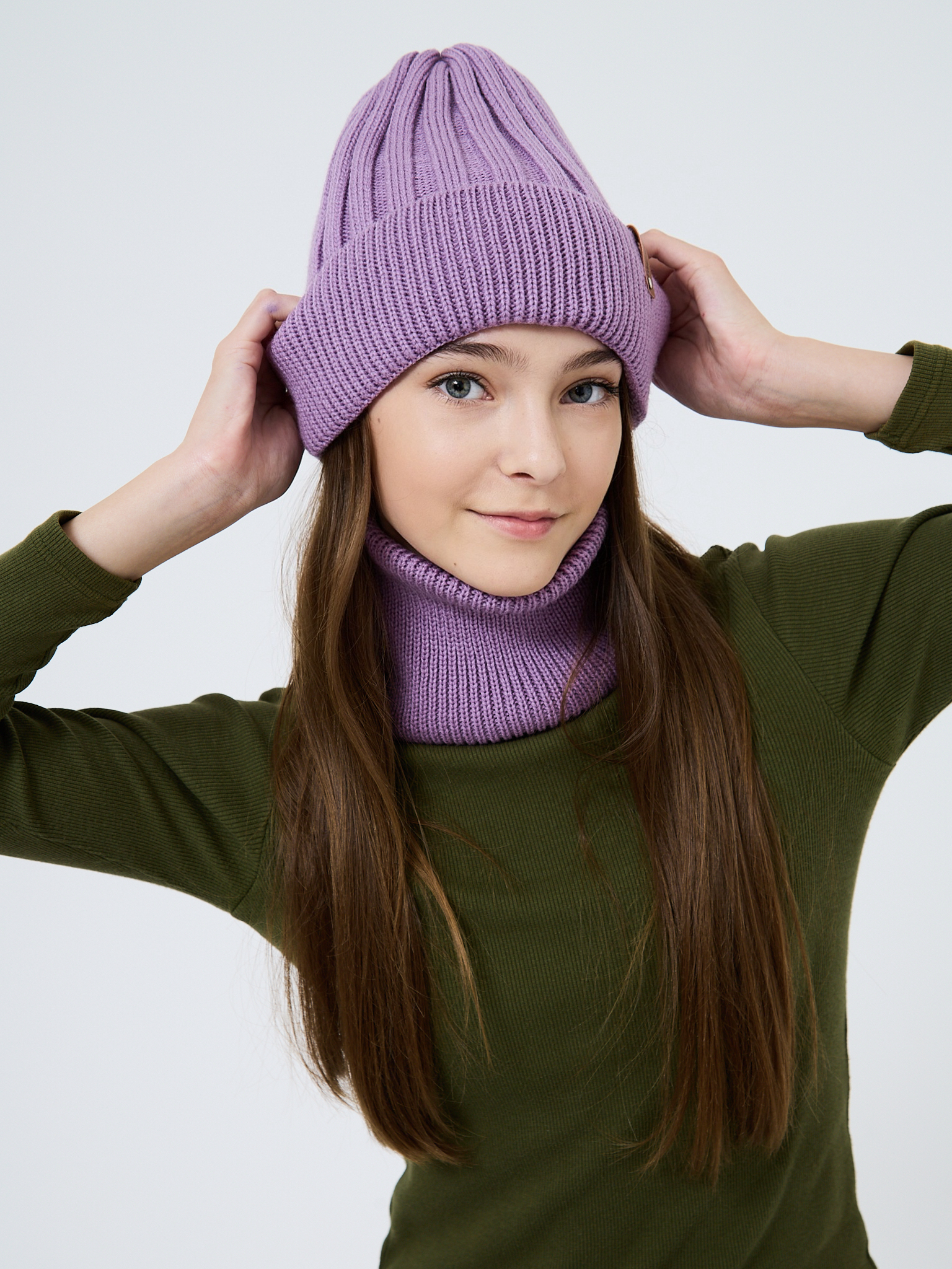 Шапка и снуд NYCkids NYC-H-54-WIDEstr-purp - фото 14
