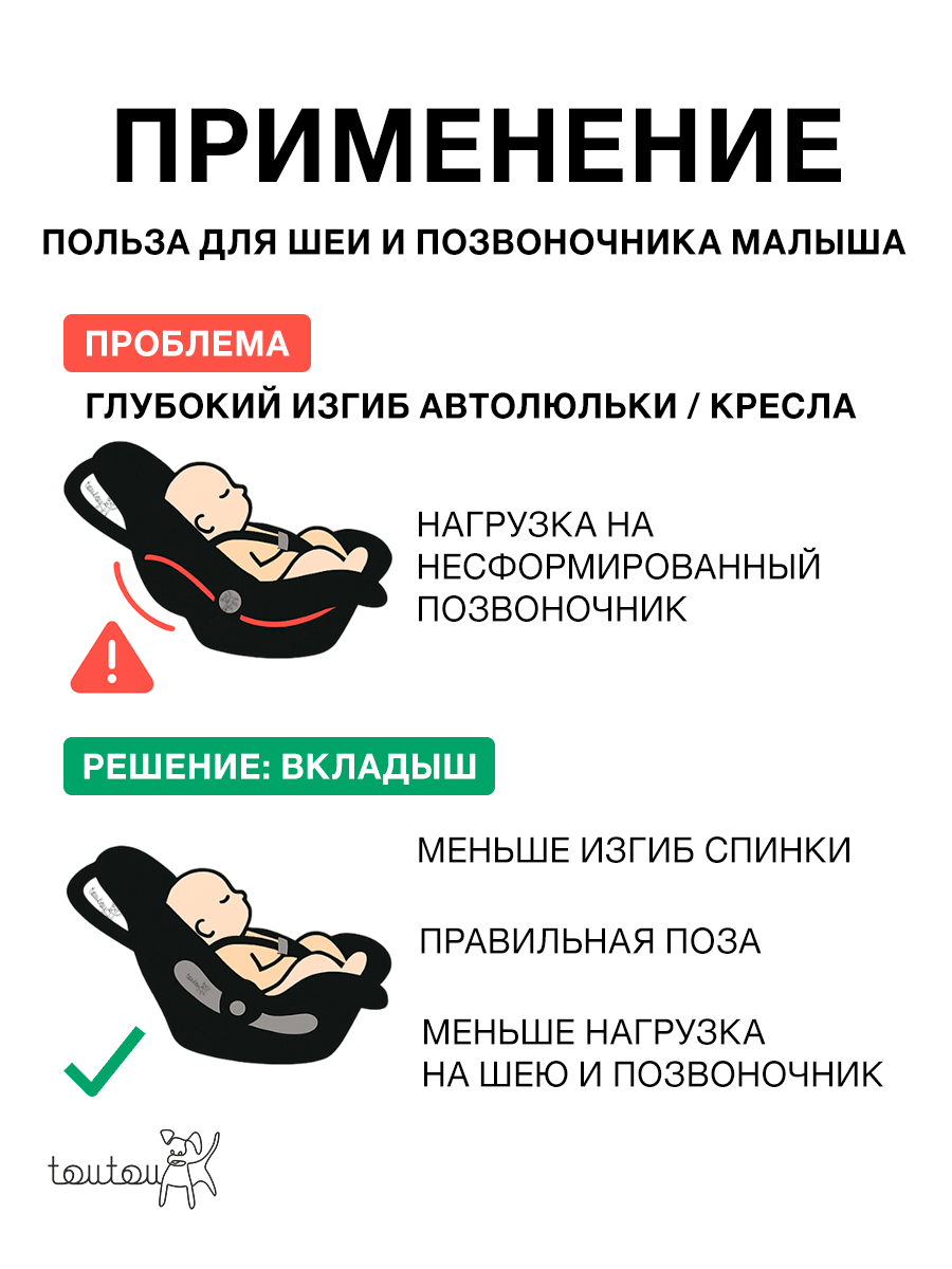 Вкладыш в автокресло, автолюльку Toutou универсальный XXXL - фото 2