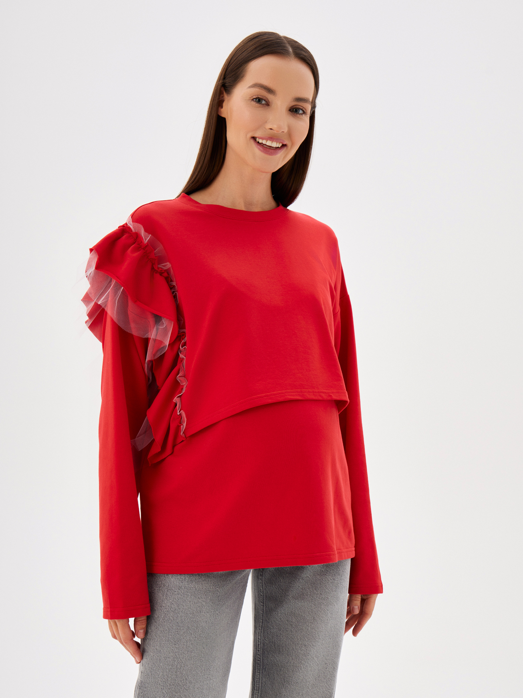 Лонгслив для кормящих Proud Mom ЛВОЛ-0500-красный - фото 1