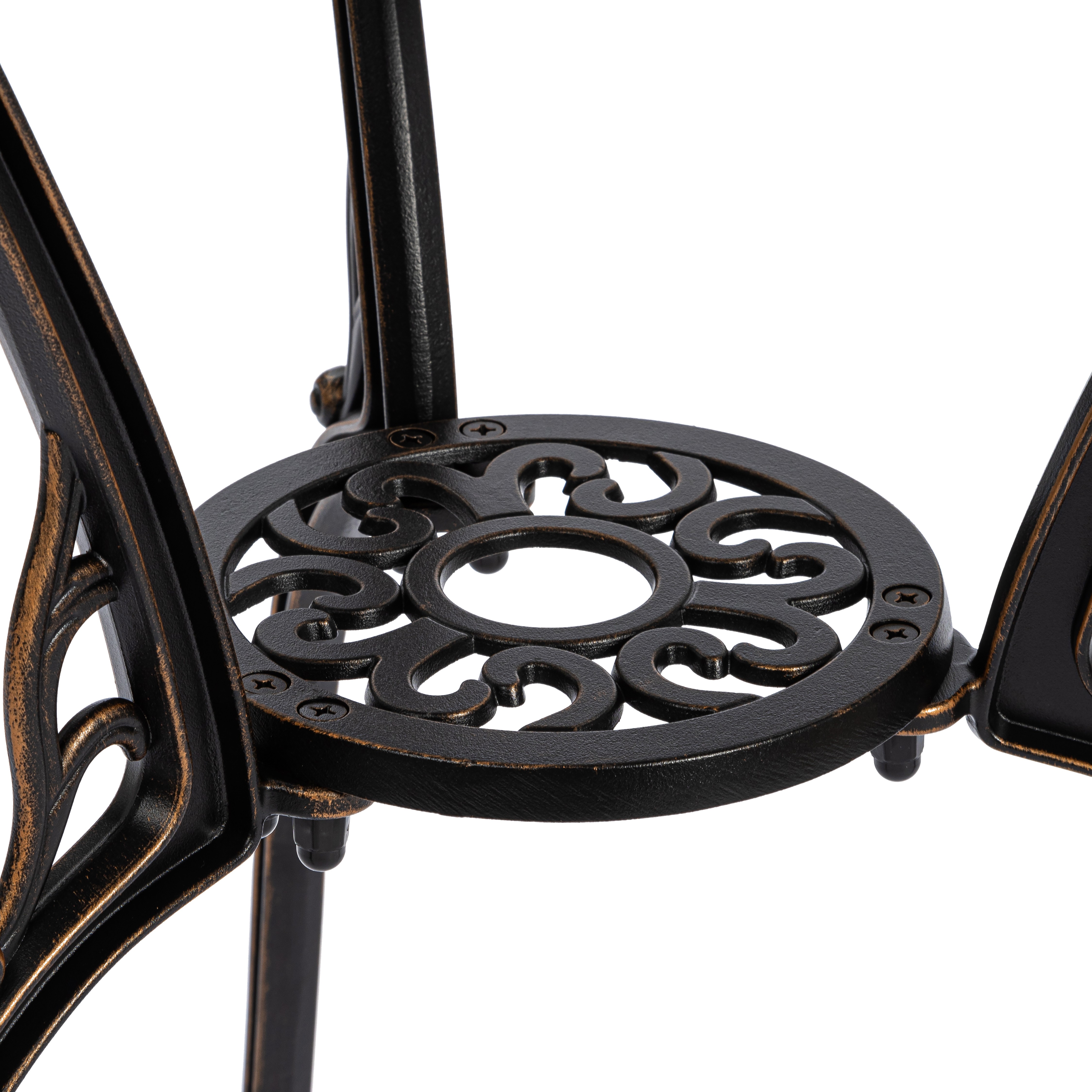 Комплект садовой мебели TETCHAIR Романс (стол+2 стула), алюминиевый сплав, D60/H67, 53х41х89см, бронзовый - фото 5