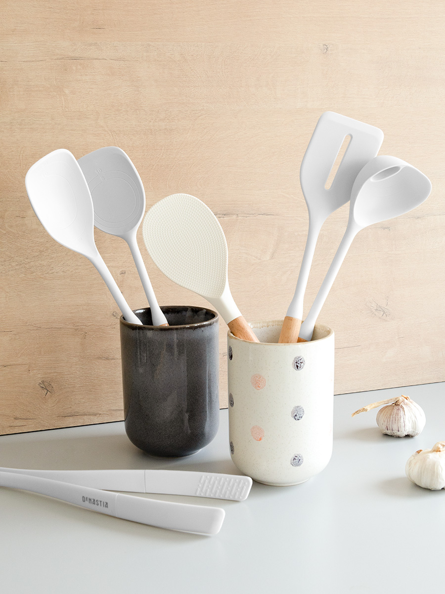 Ложка кулинарная DeNASTIA Силвуд 33x6x4.5 см силикон бук светло-серый A000343 - фото 10