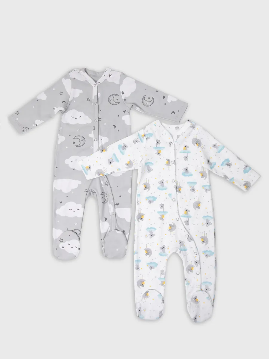 Комбинезон 2 шт Mark Formelle (Марк Формэль) 14005-1-2/звездные коалы на белом +облака на сером - фото 12