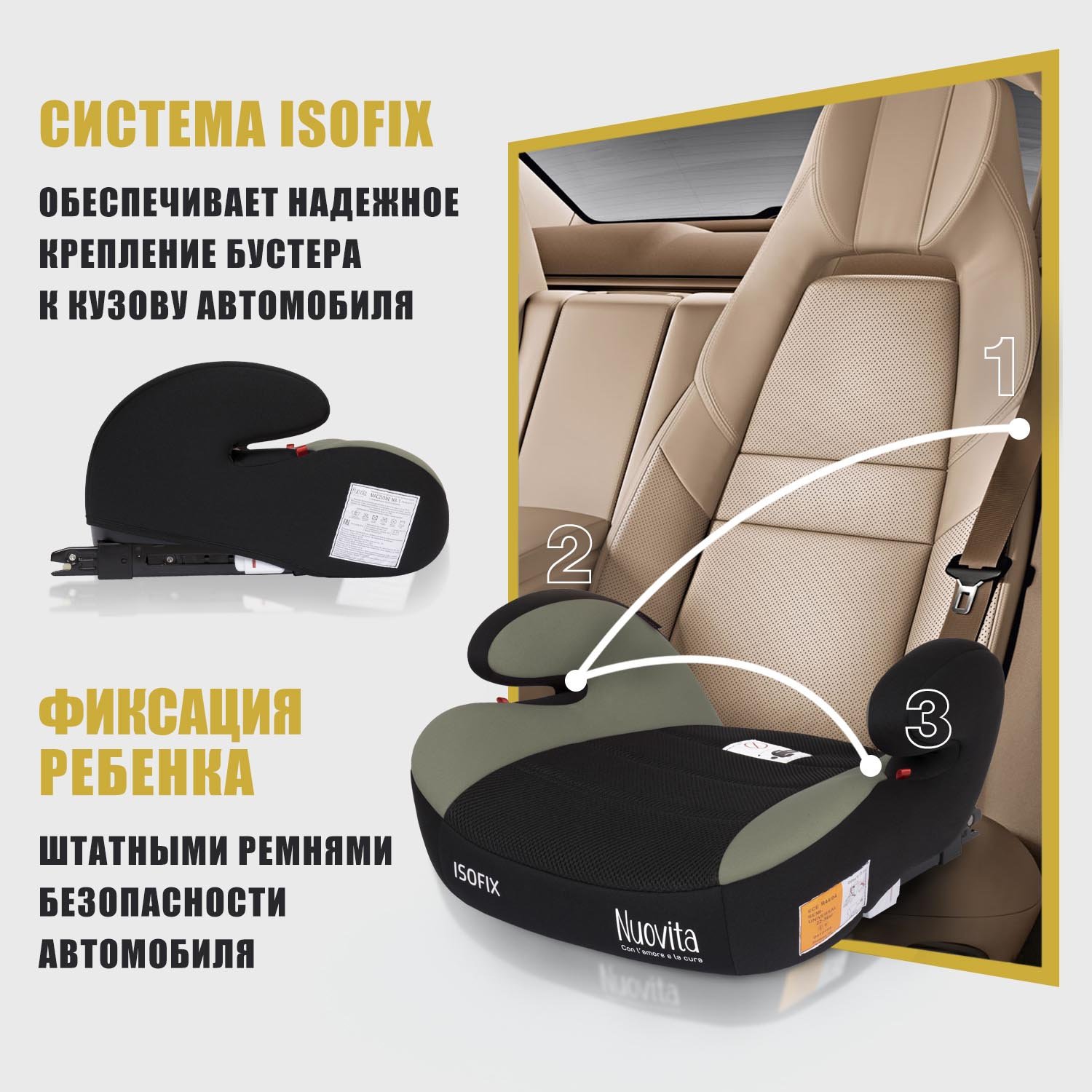 Автокресло Nuovita Isofix 3 (22-36 кг) зеленый - фото 4