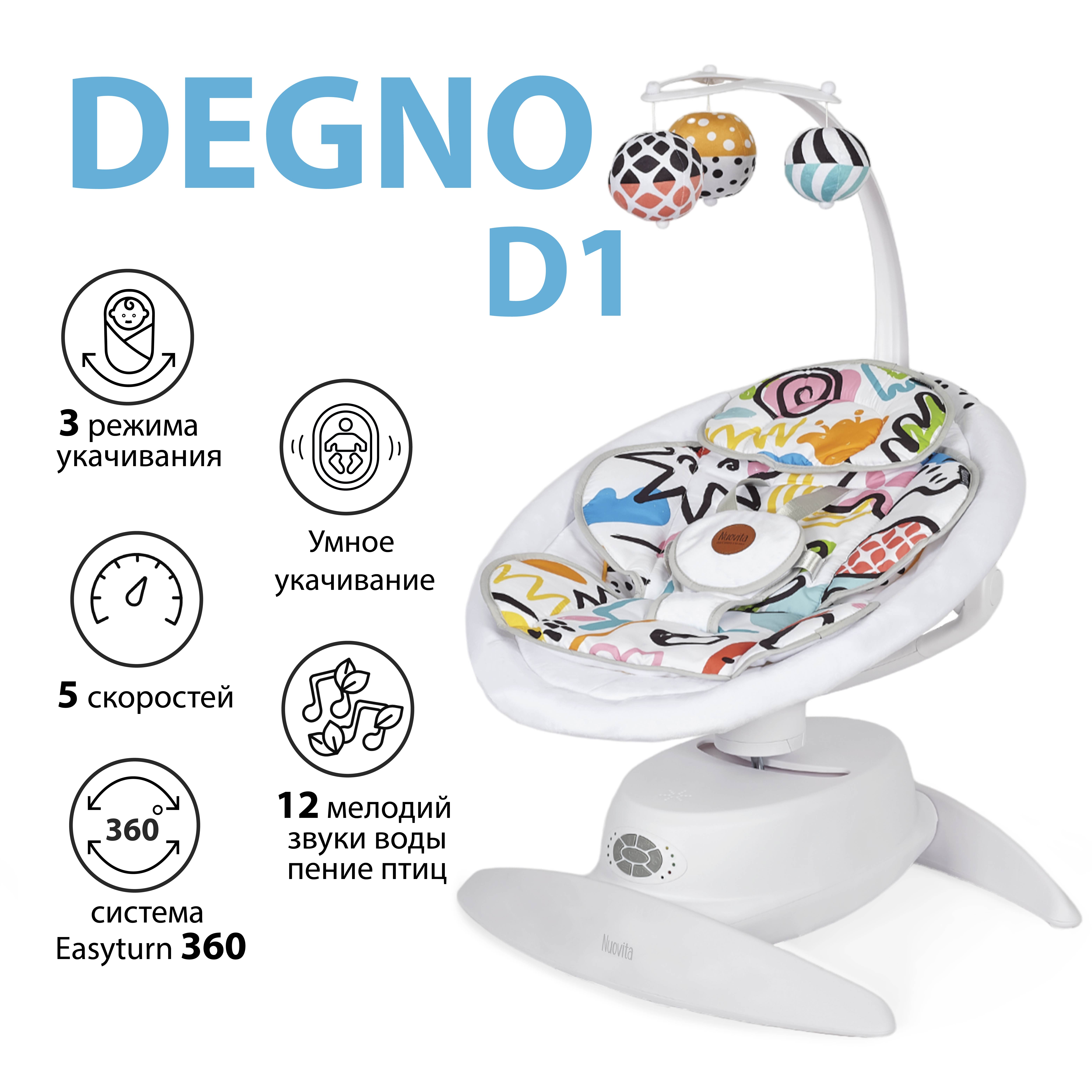 Детские электрокачели для новорожденных Nuovita Degno D1 - фото 1