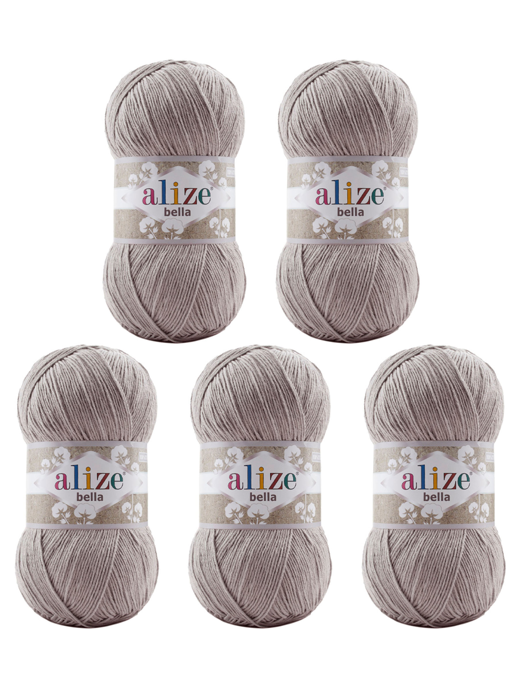 Пряжа Alize для теплой одежды Bella 100 100 гр 360 м 100% хлопок 5 мотков 629 норка - фото 6