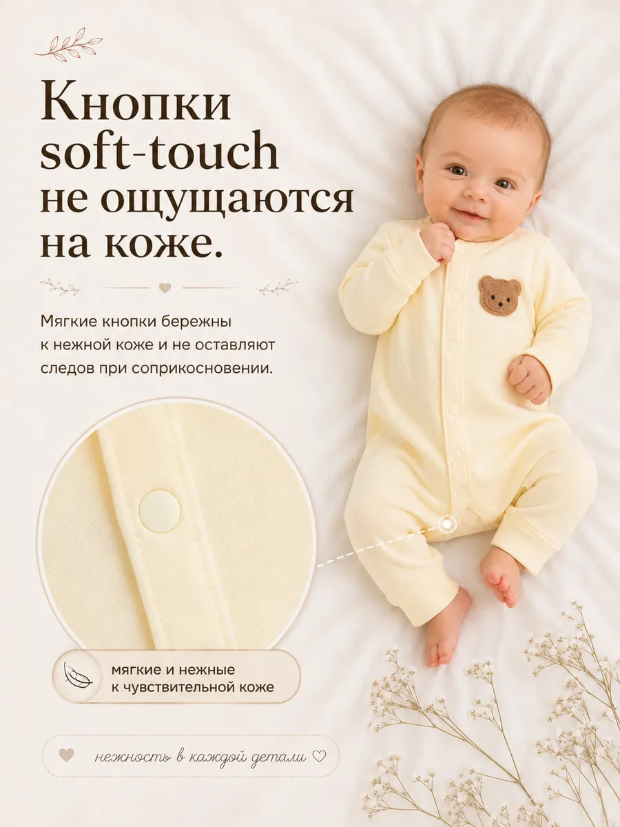 Комбинезон 2 шт Moya ta slip2_bear_buryj - фото 6