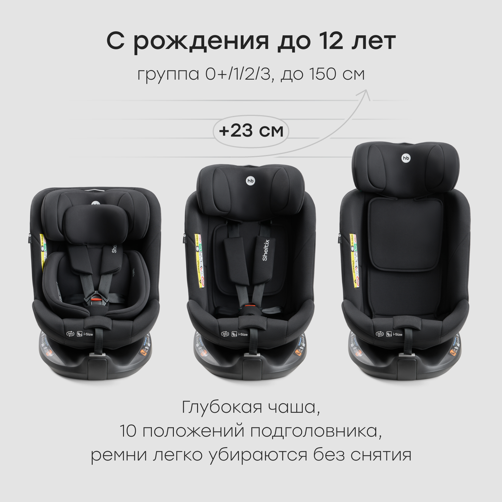 Автокресло Happy Baby SHELTIX Isofix 0+/1/2/3 (0-36 кг) черный - фото 4