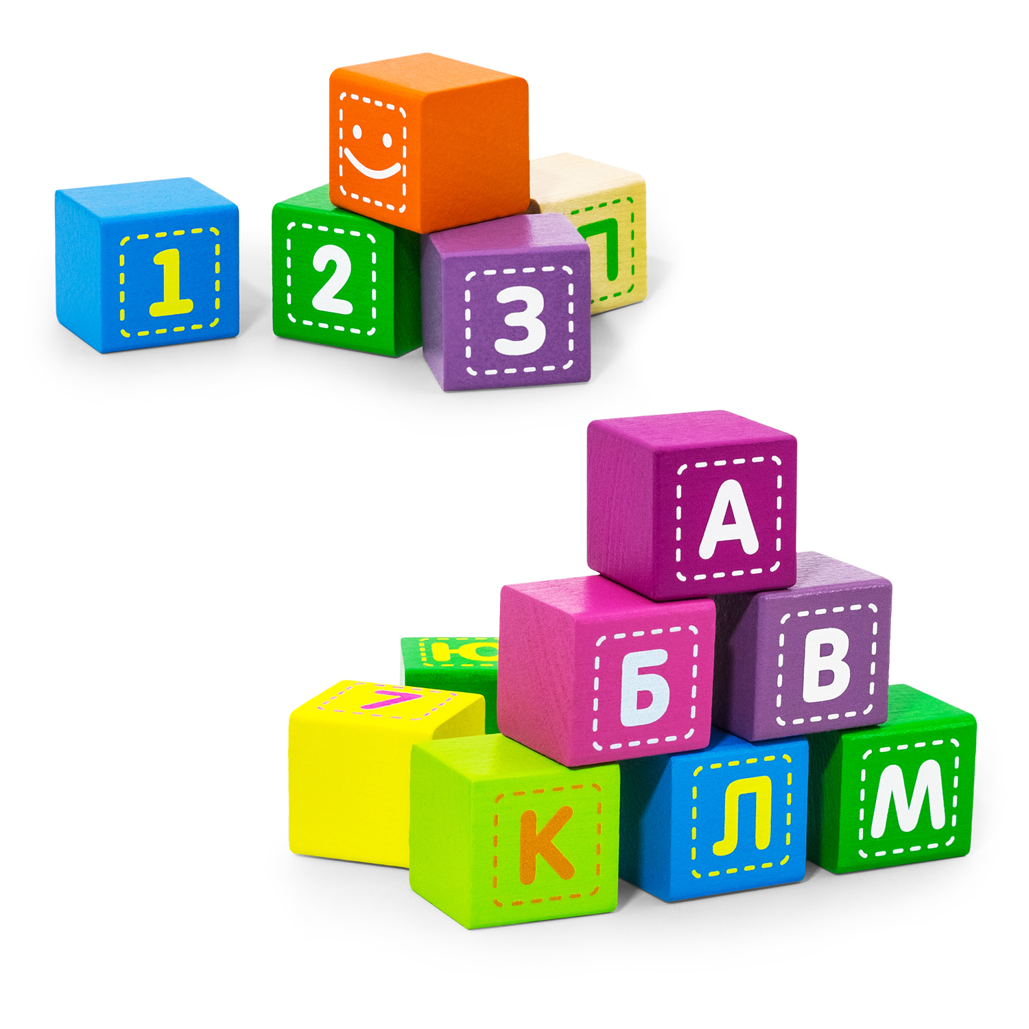Игрушка Alatoys кубики 24 кубика БУКВЫ-ЦИФРЫ - фото 1