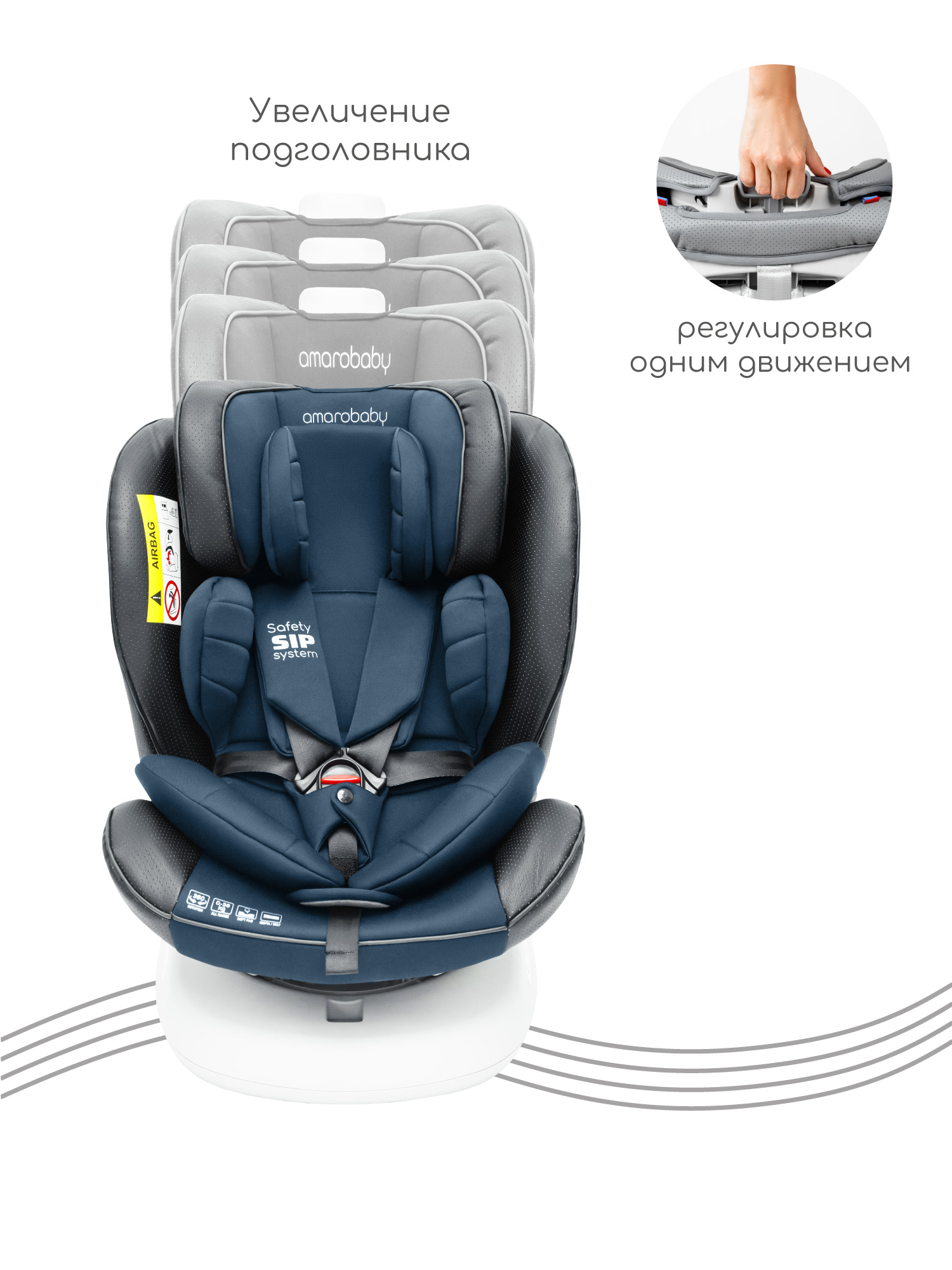 Автокресло Amarobaby Champion Isofix 0+/1/2/3 (0-36 кг) синий - фото 9