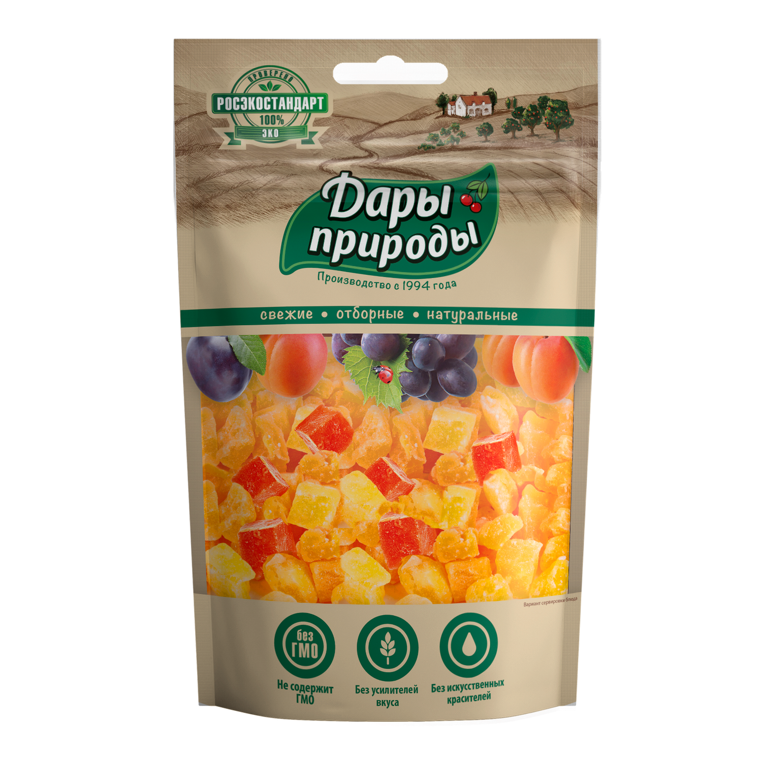 Цукаты Дары Природы ананас и папайя сушеные 150г - фото 1