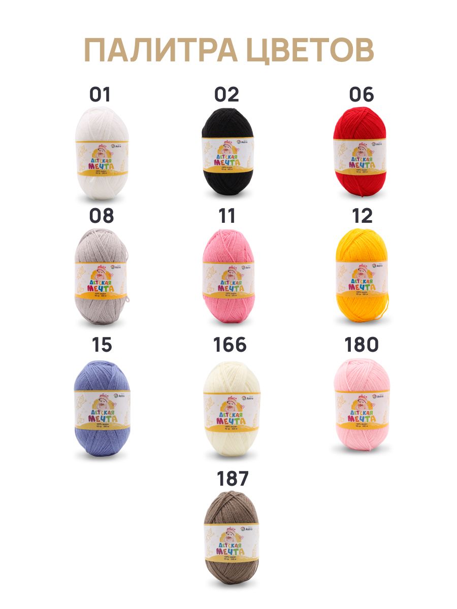 Пряжа для вязания Astra Premium детская мечта акрил для игрушек свитеров жилеток 90 гр 360 м 73 айсберг 3 мотка - фото 6