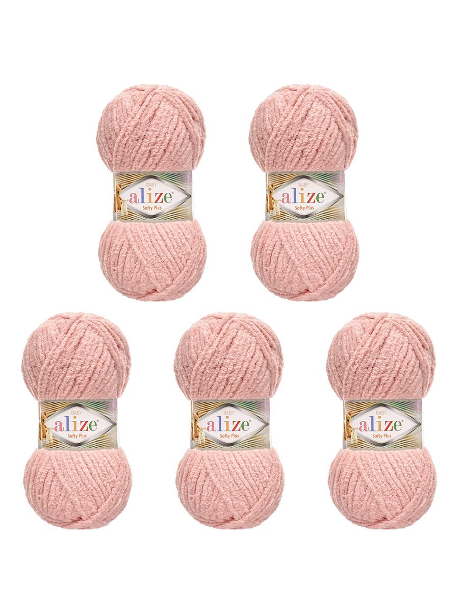 Пряжа для вязания Alize softy plus 100 г 120 м микрополиэстер мягкая плюшевая 161 пудра 5 мотков - фото 6