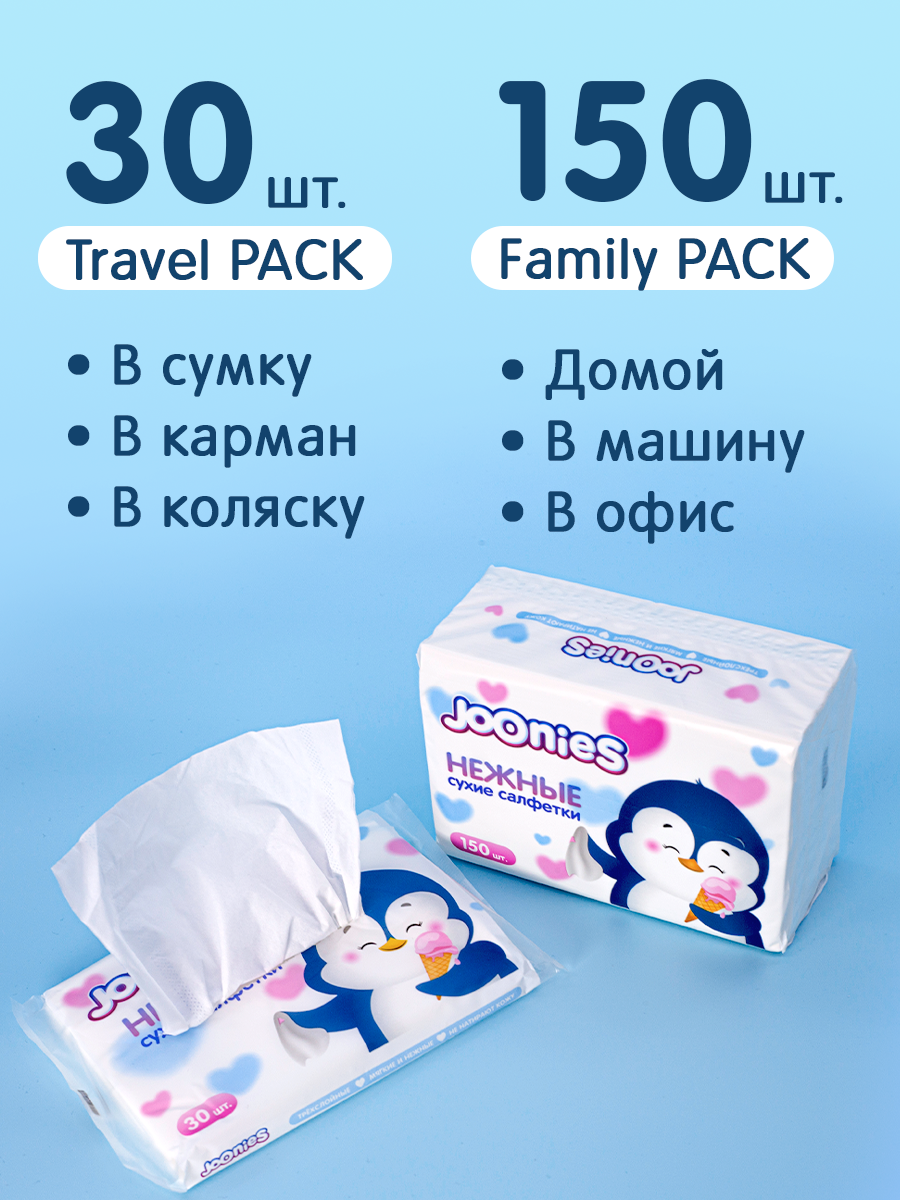 Бумажные платочки Joonies 8 упак. 30 шт. - фото 2