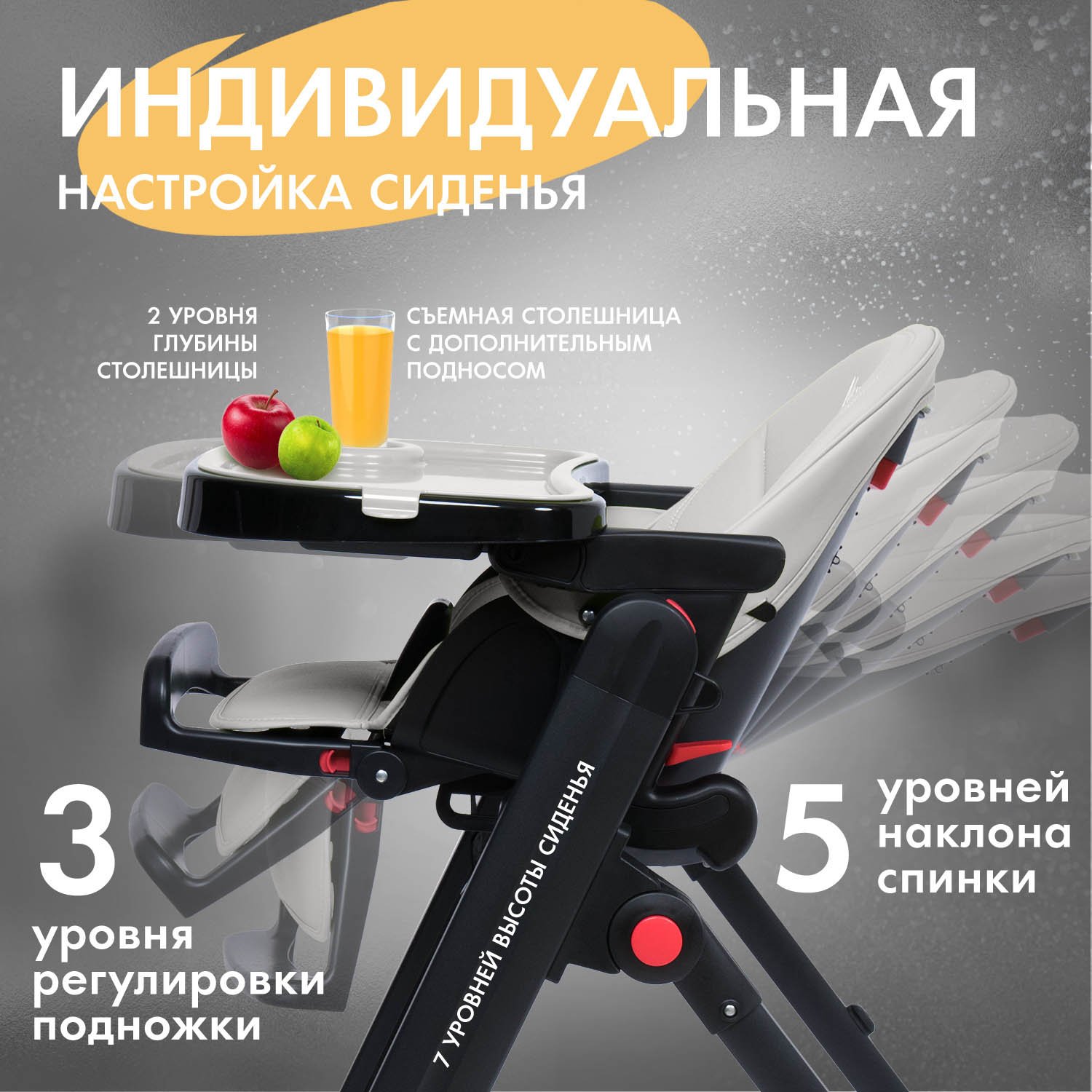 Стульчик для кормления Nuovita Futuro Senso Nero серый - фото 3