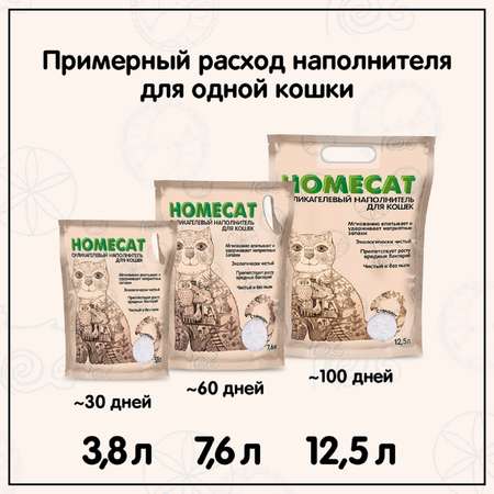 Наполнитель для кошачьих туалетов HOMECAT стандарт силикагелевый без запаха 12.5л