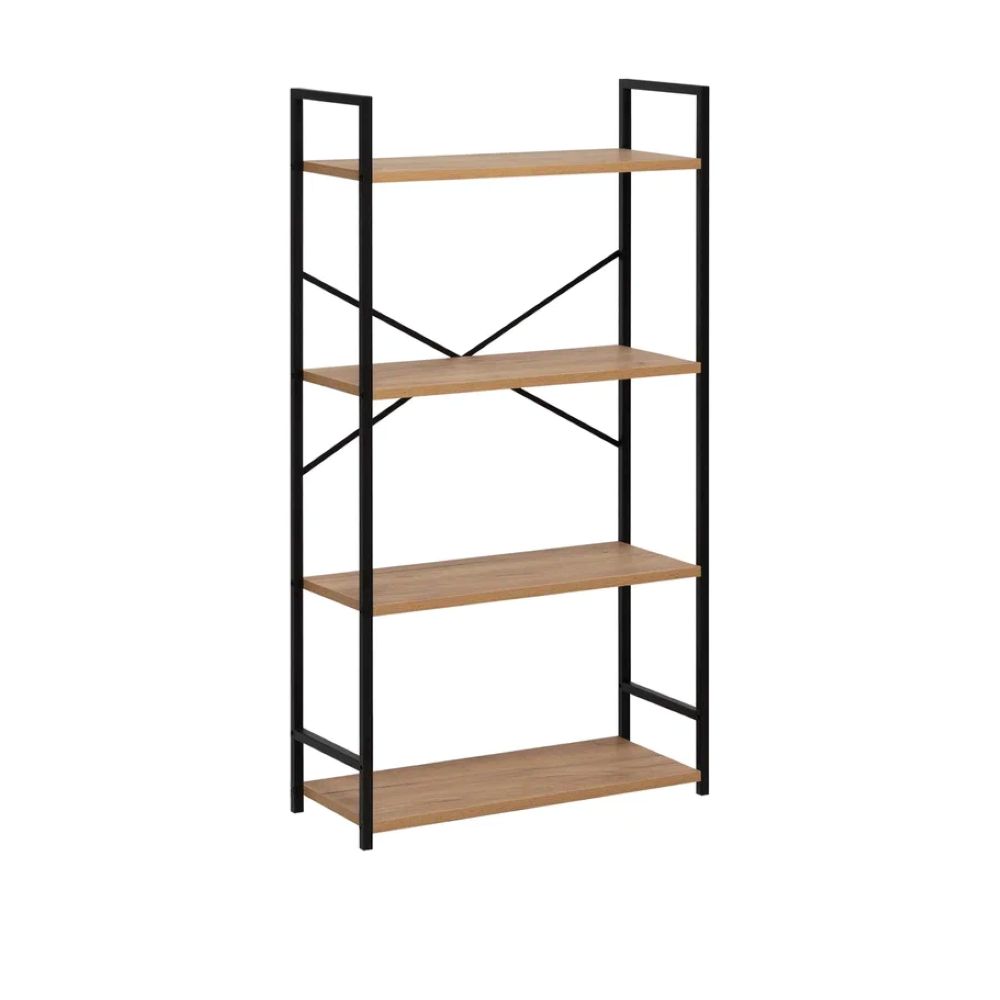 Стеллаж Leset Стилвуд 24 широкий 4 полки Черный/Дуб крафт золотой - фото 1