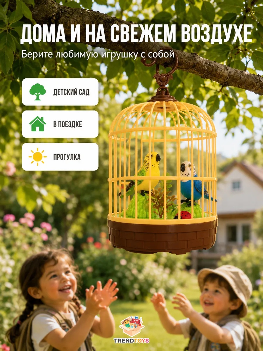 Фигурка TrendToys Интерактивный попугай в клетке - фото 7