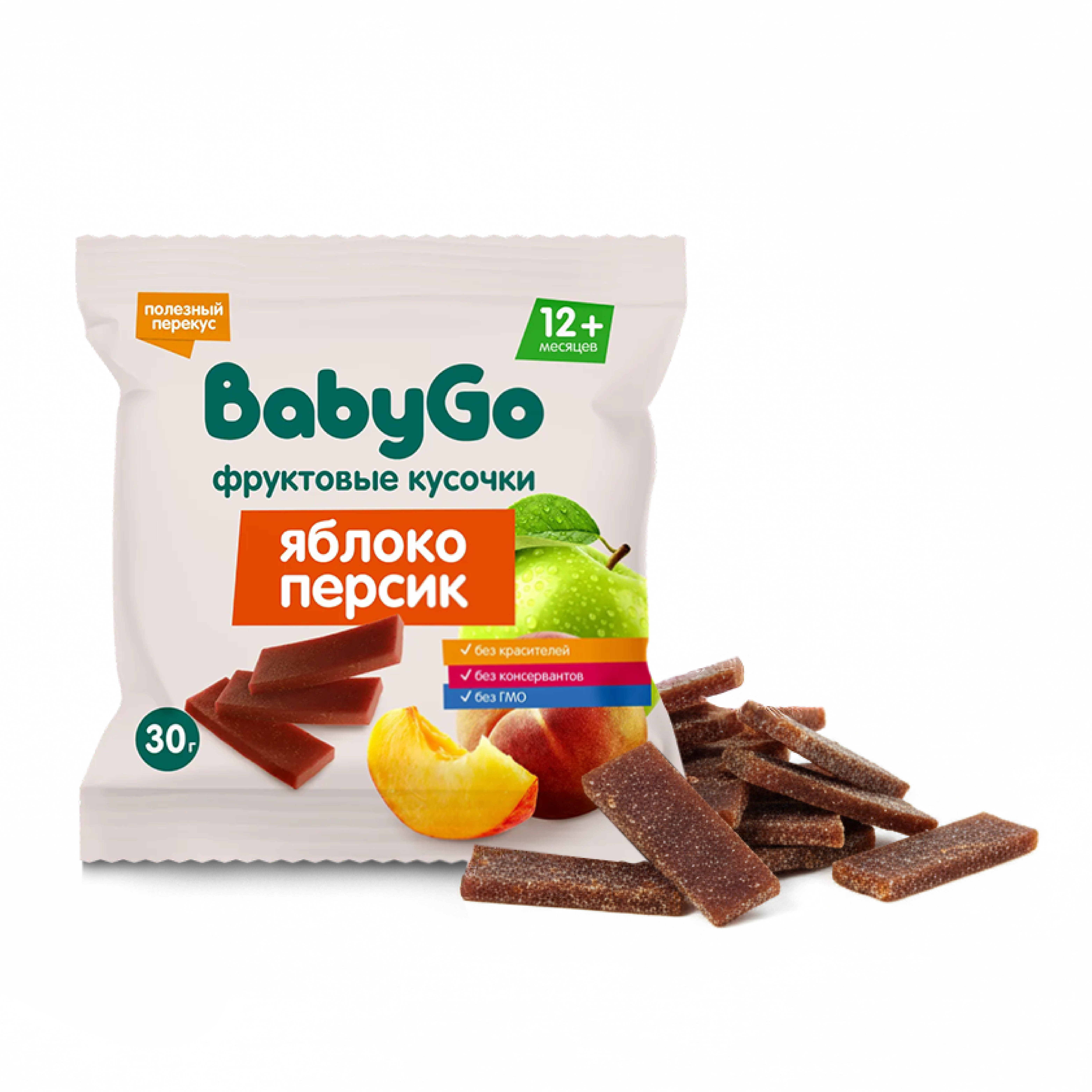 Фруктовые кусочки BabyGo из персиков и яблок с 12 мес 30 г - фото 2
