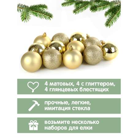 Набор ёлочных украшений Весёлый хоровод шары 12 штук
