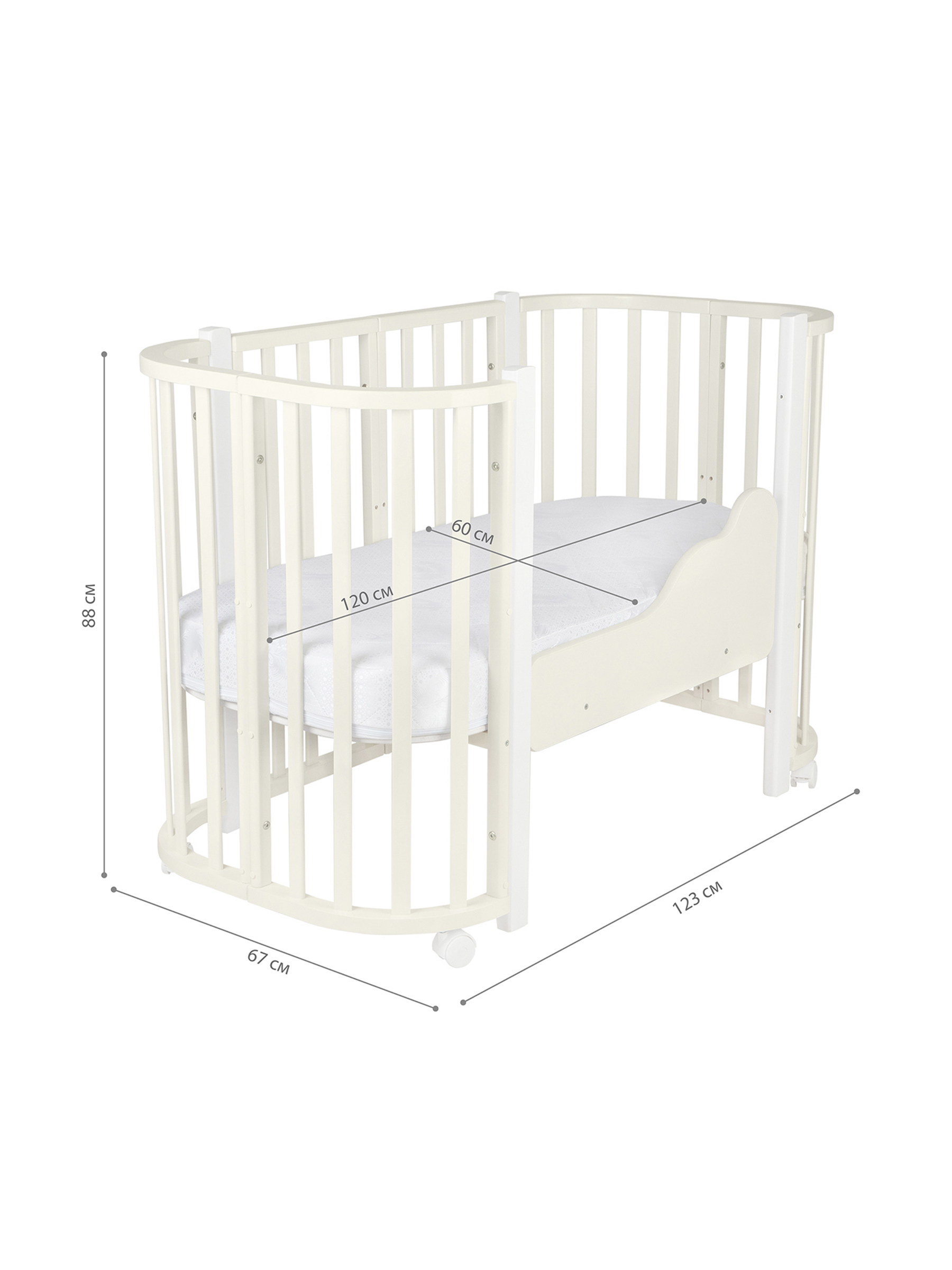 Детская кроватка Ingo Baby Lux BL-01 3 в 1 с бортиком слоновая кость белый, поперечный маятник - фото 6