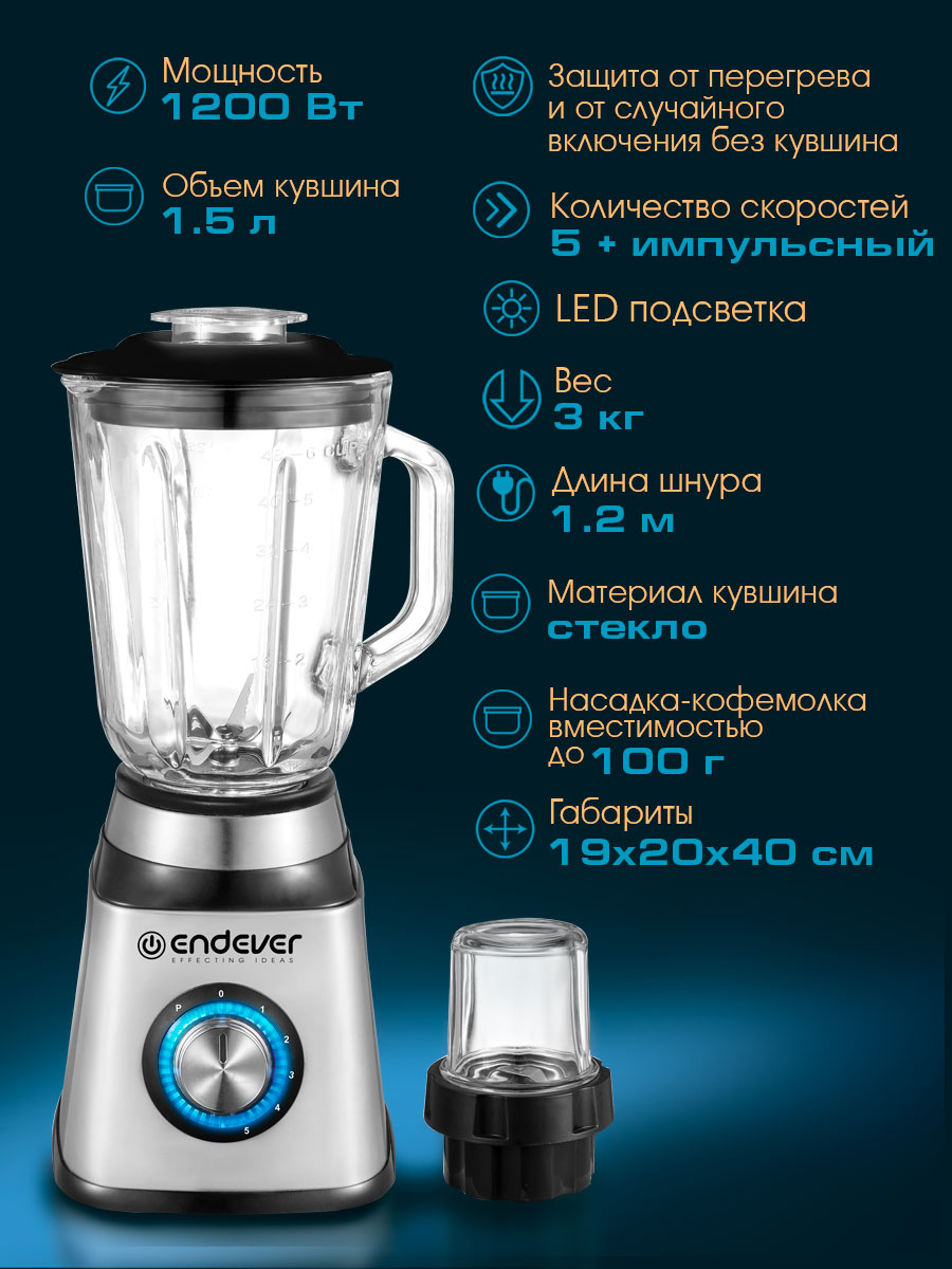 Блендер настольный ENDEVER Sigma-200 - фото 3