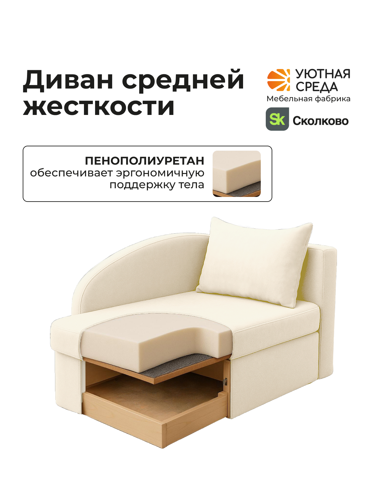 Диван Уютная среда раскладной велюр правый белый - фото 11