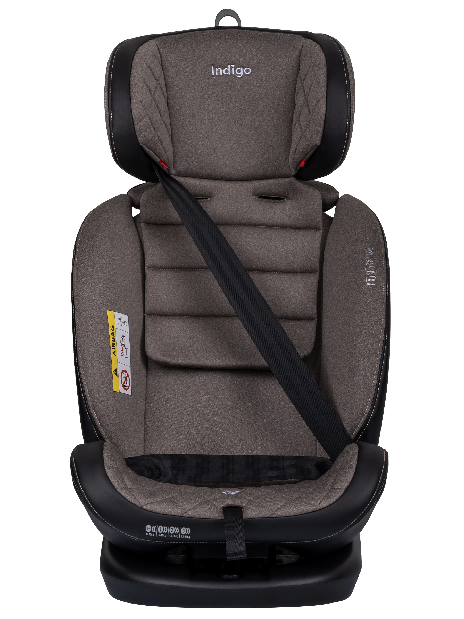 Автокресло Indigo Aero, бежевый Isofix 0+/1/2/3 (0-36 кг) - фото 8