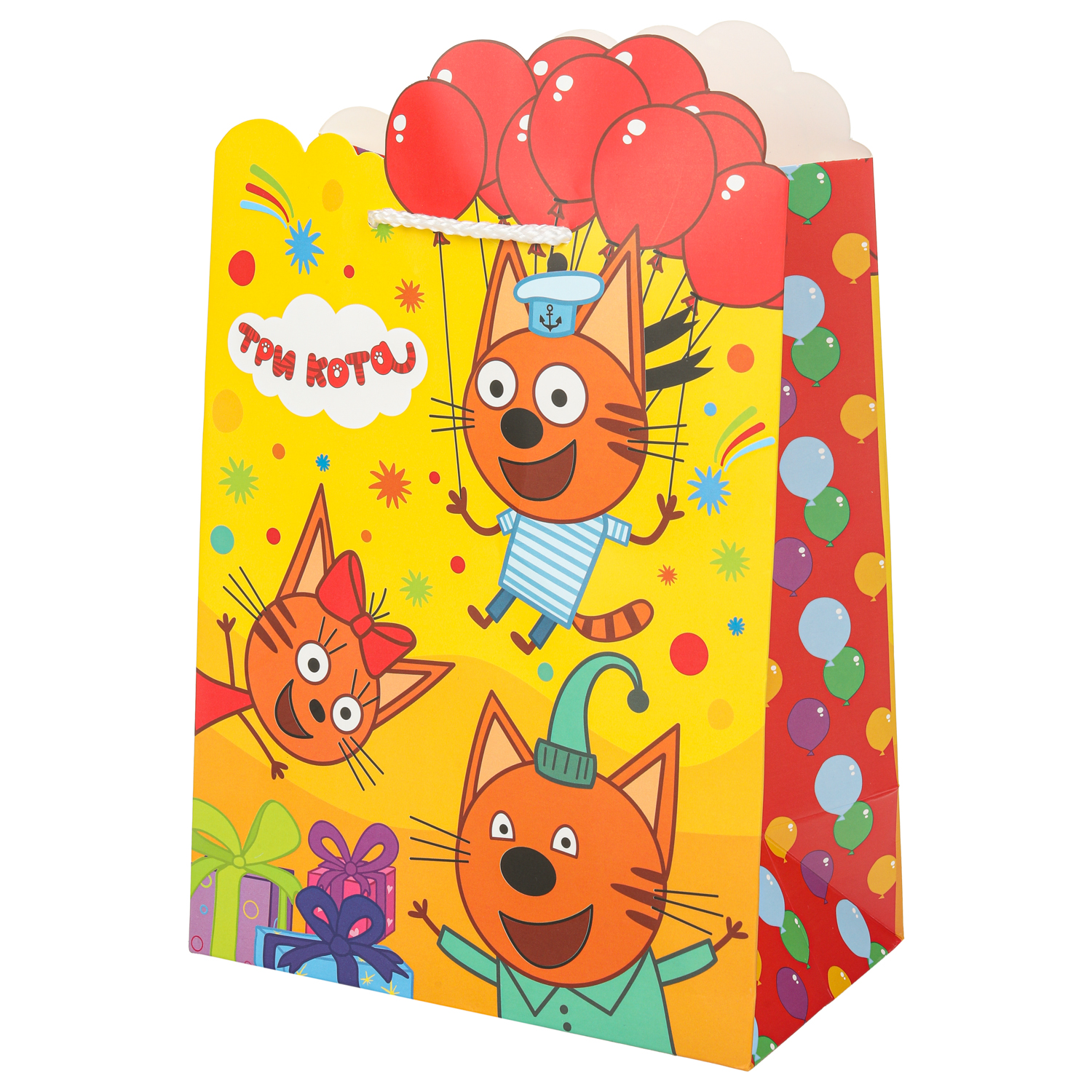 Пакет Чудо Праздник Союзмультфильм Три кота Вырубка 18*23*10см - фото 1