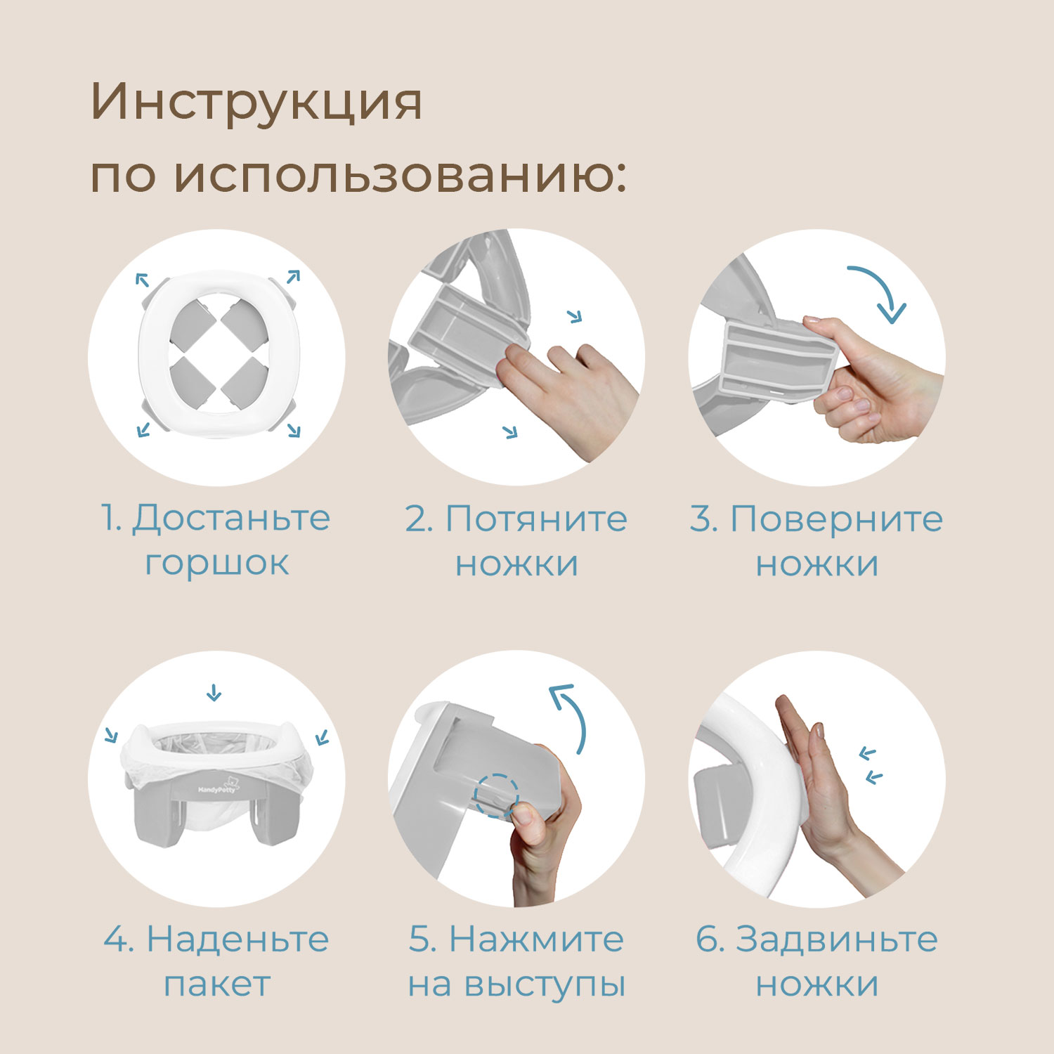 Горшок дорожный ROXY-KIDS HandyPotty 3 в 1 цвет серый - фото 4