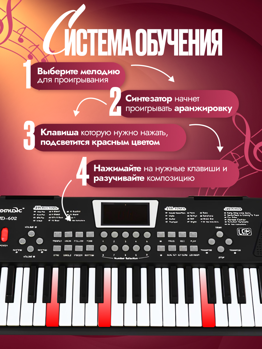 Пианино детское FAIRYMARY синтезатор детский с микрофоном - фото 2