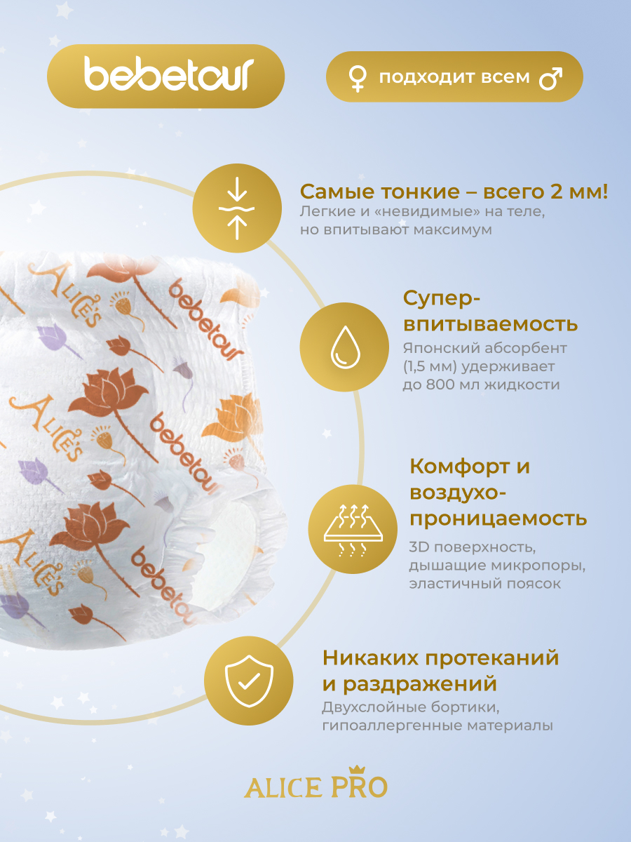 Трусики Bebetour Alices Secret Dream ультратонкие XXL (15+ кг) 4 шт. - фото 2