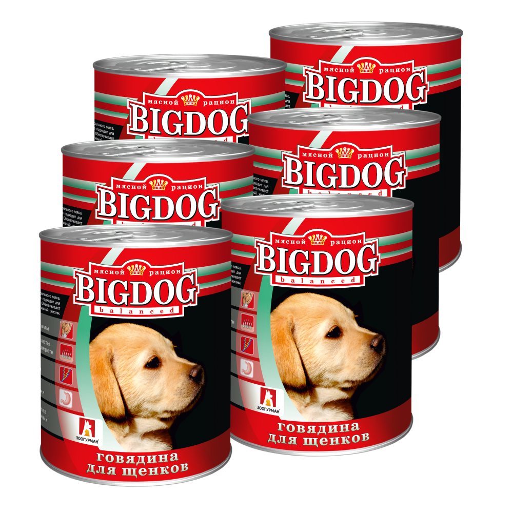 Корм влажный Зоогурман для собак крупных пород Big dog Щенки 850 гр х 6 шт. - фото 2