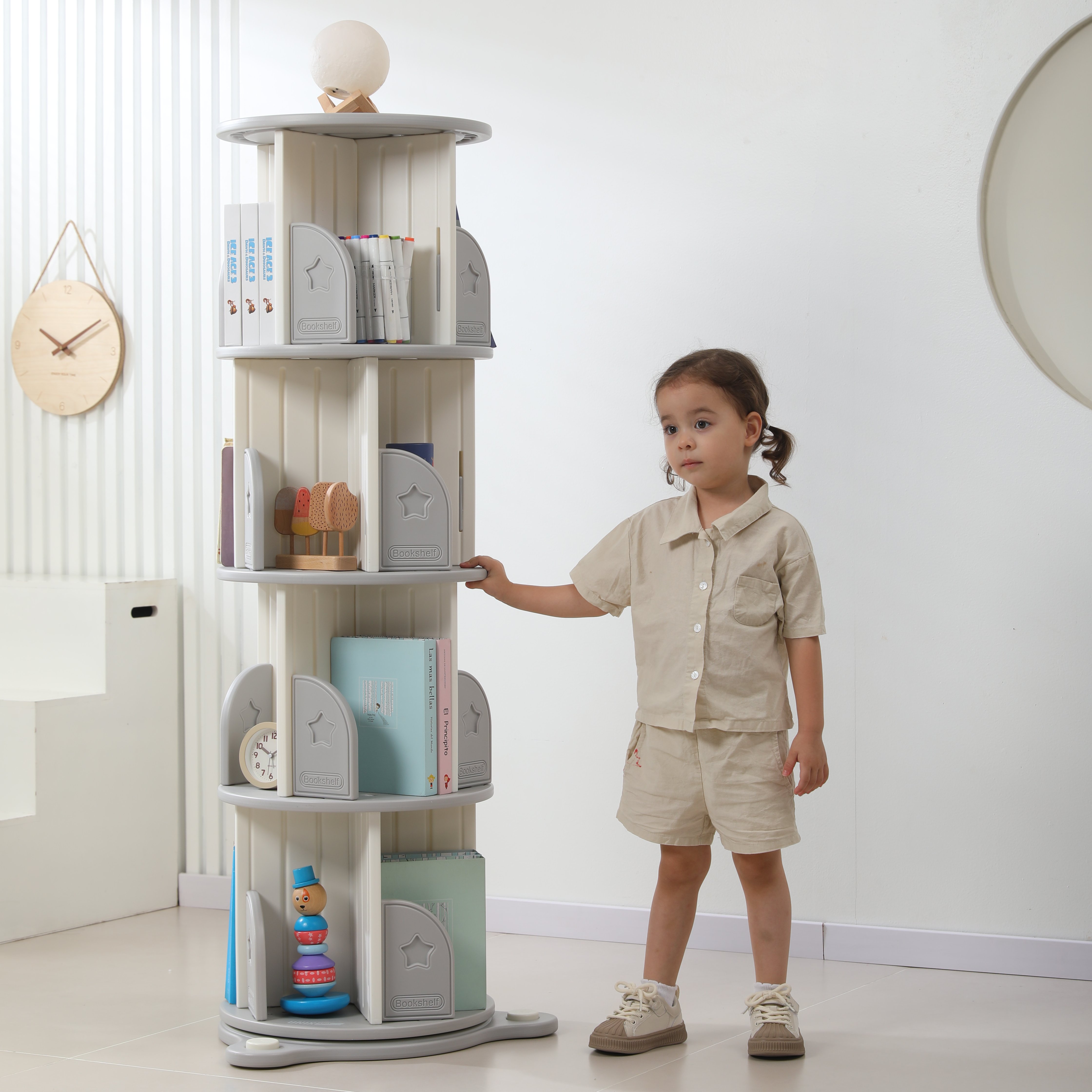 Стеллаж для книг UNIX Kids Star 4 levels Grey - фото 15