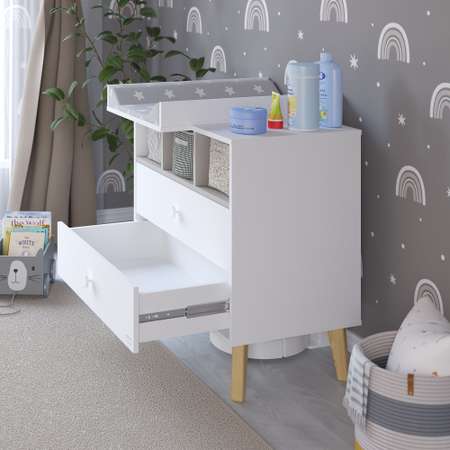 Пеленальный комод aton baby furniture Benny белый премиум кашемир