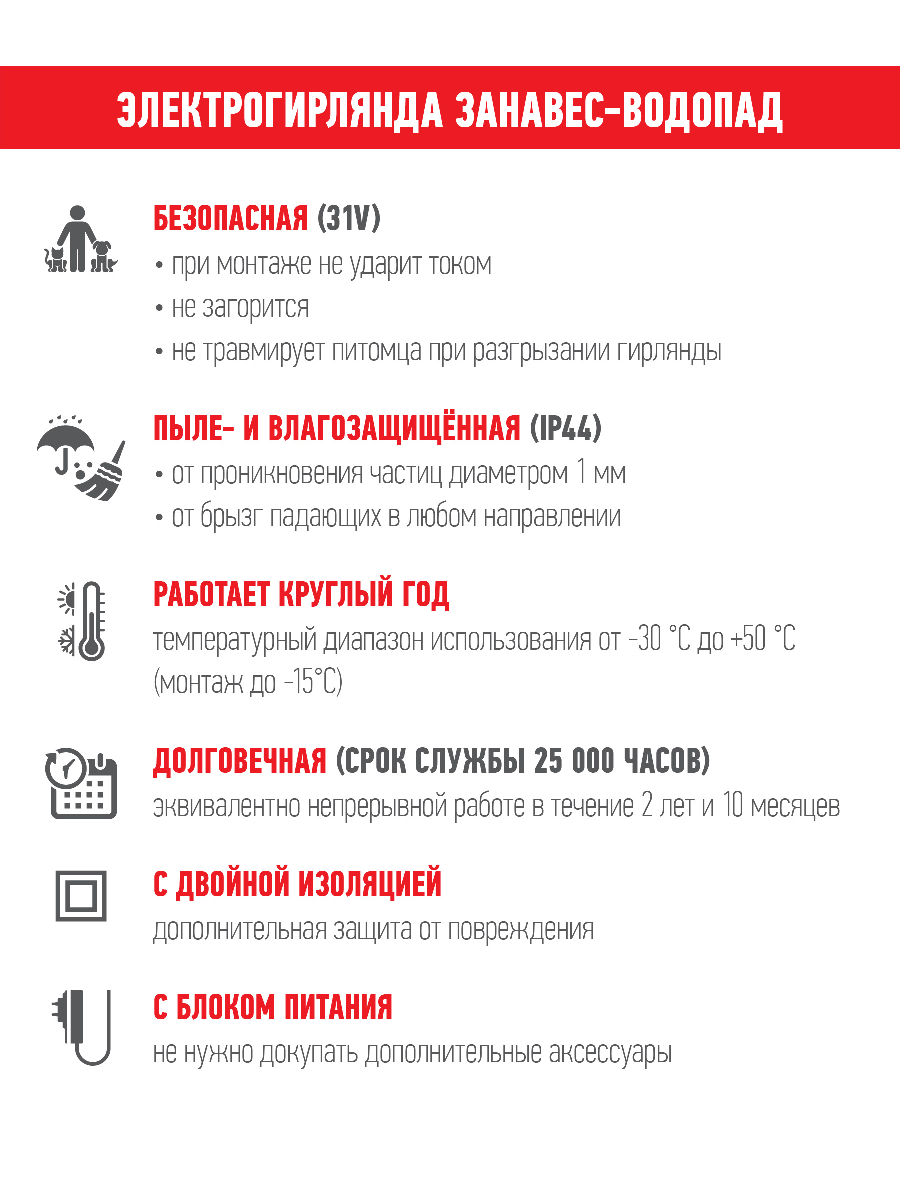 Электрогирлянда Vegas 31V Занавес-Водопад 400 холодных LED ламп прозрачный провод 20 нитей - фото 7