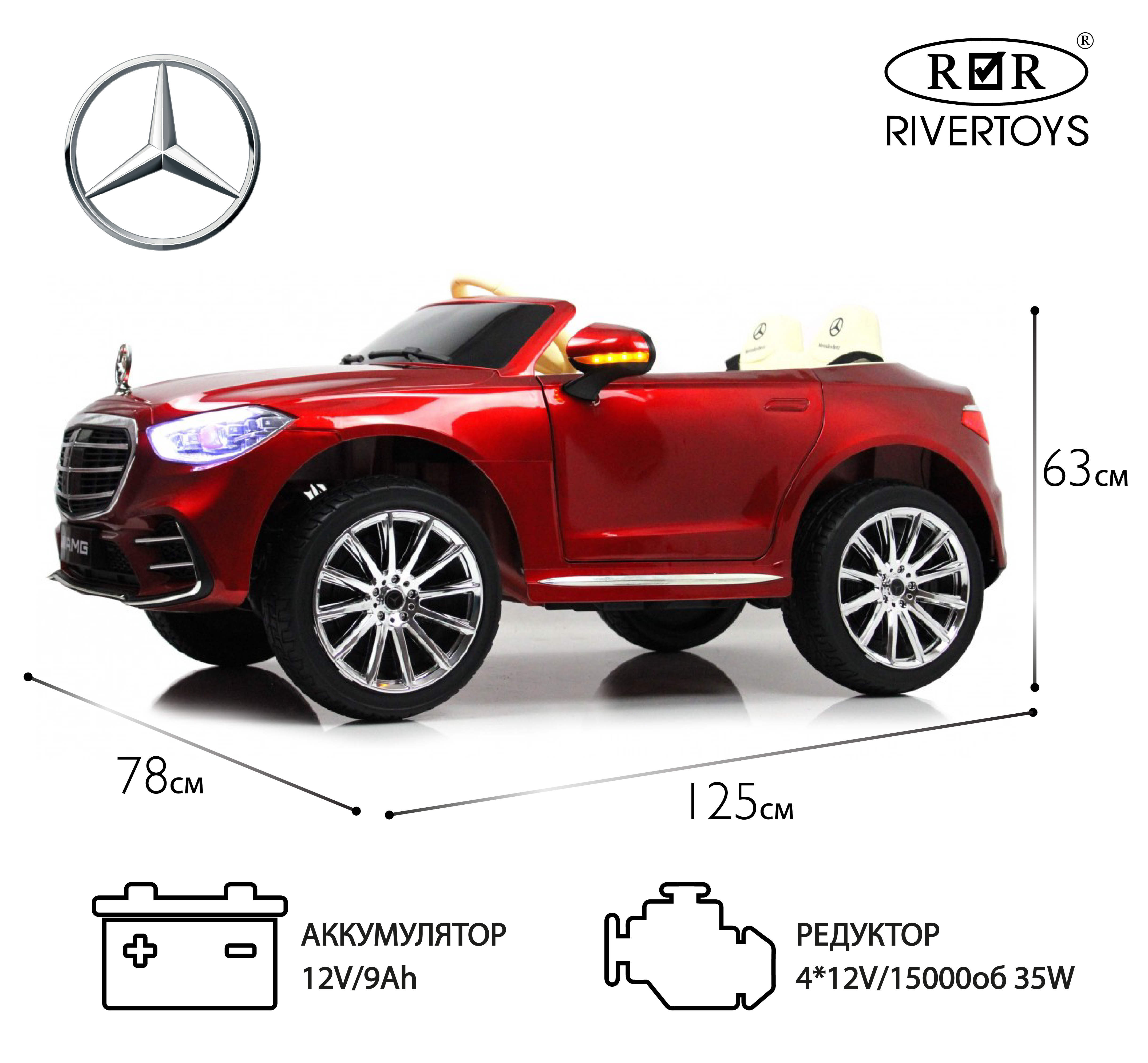 Электромобиль RIVERTOYS Mercedes М333БХ-RED-GLANEC С пультом ДУ - фото 1