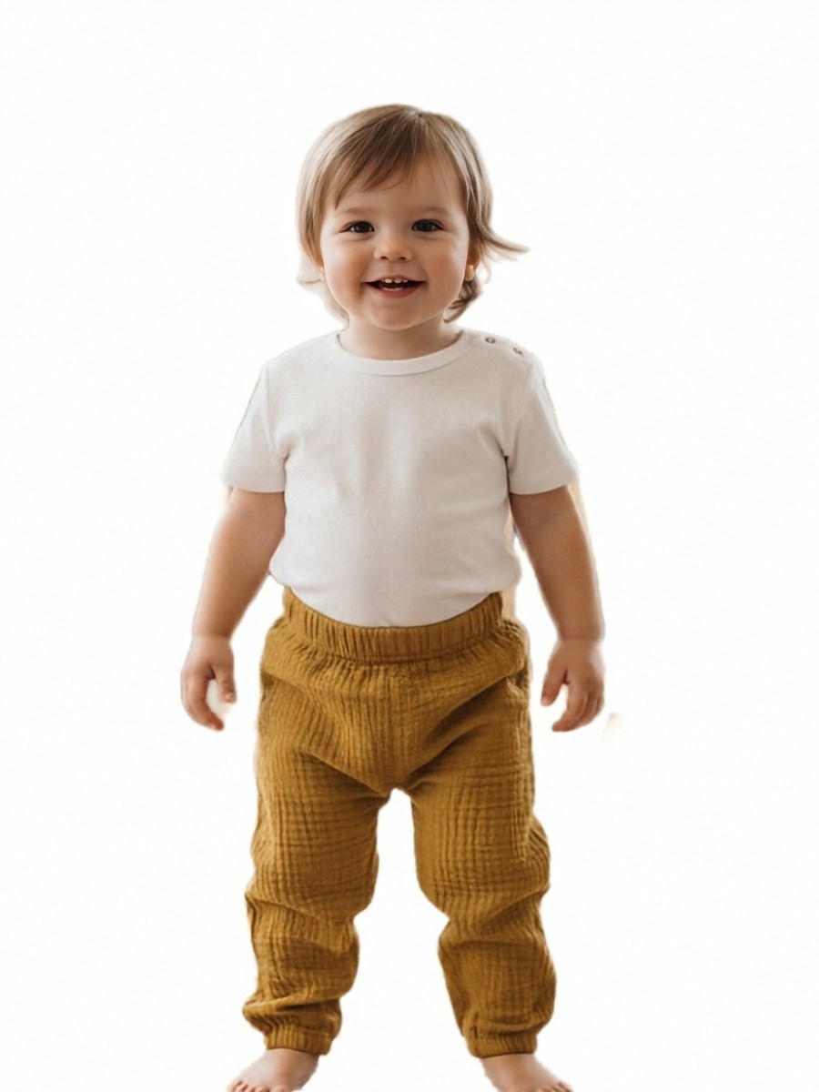 Изображение товара Детские широкие брюки из хлопкового муслина для мальчиков и девочек 98 размер