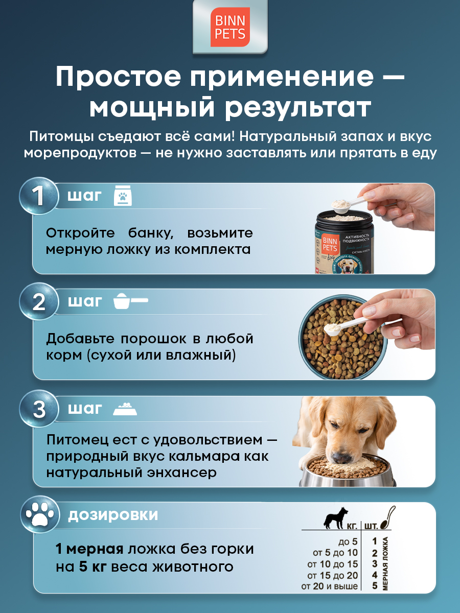 Морской коллаген PETS BIN Суставы и кости 25 г - фото 2
