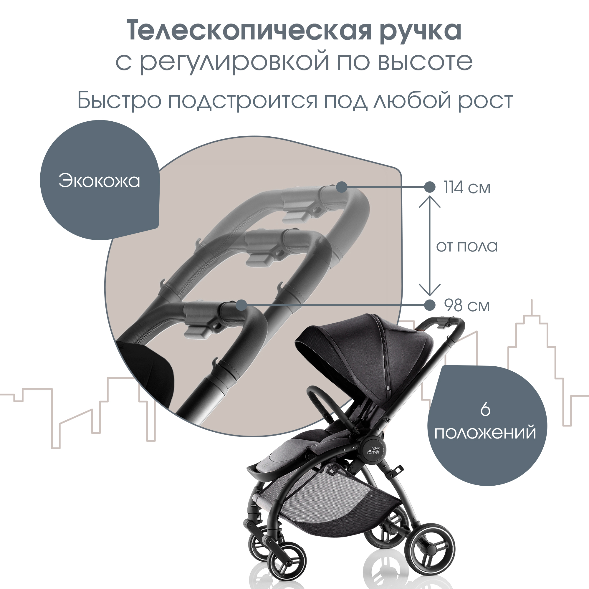 Коляска прогулочная Britax Roemer Rio Style Carbon Black 0+ черный - фото 7