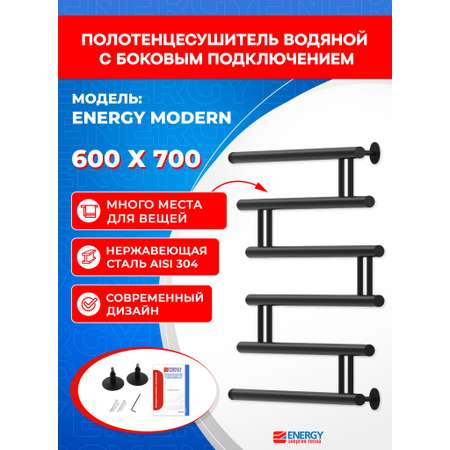 Полотенцесушитель водяной Energy Modern 600x700 черный матовый
