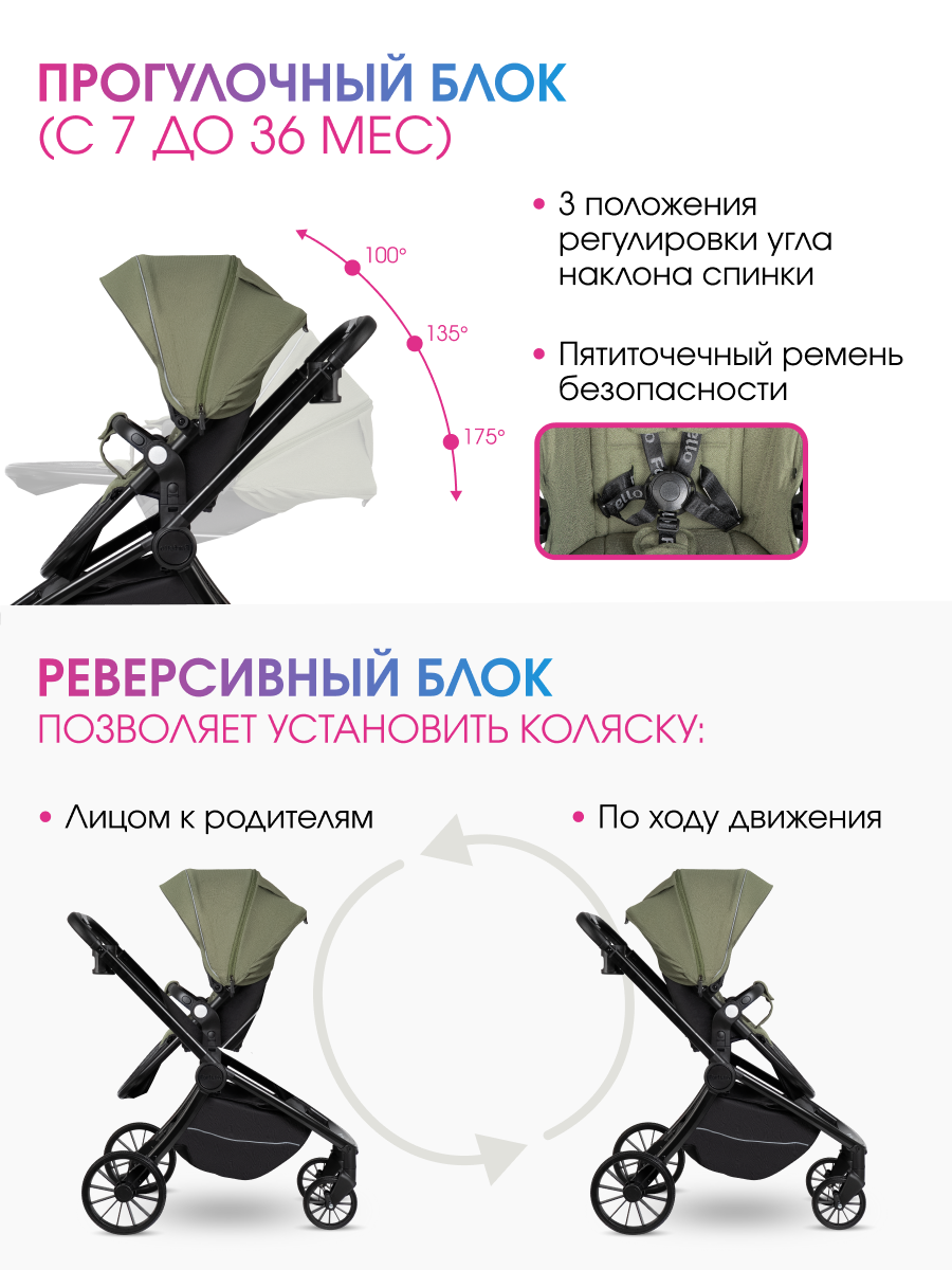 Коляска 3в1 Farfello Baby shell хаки - фото 3